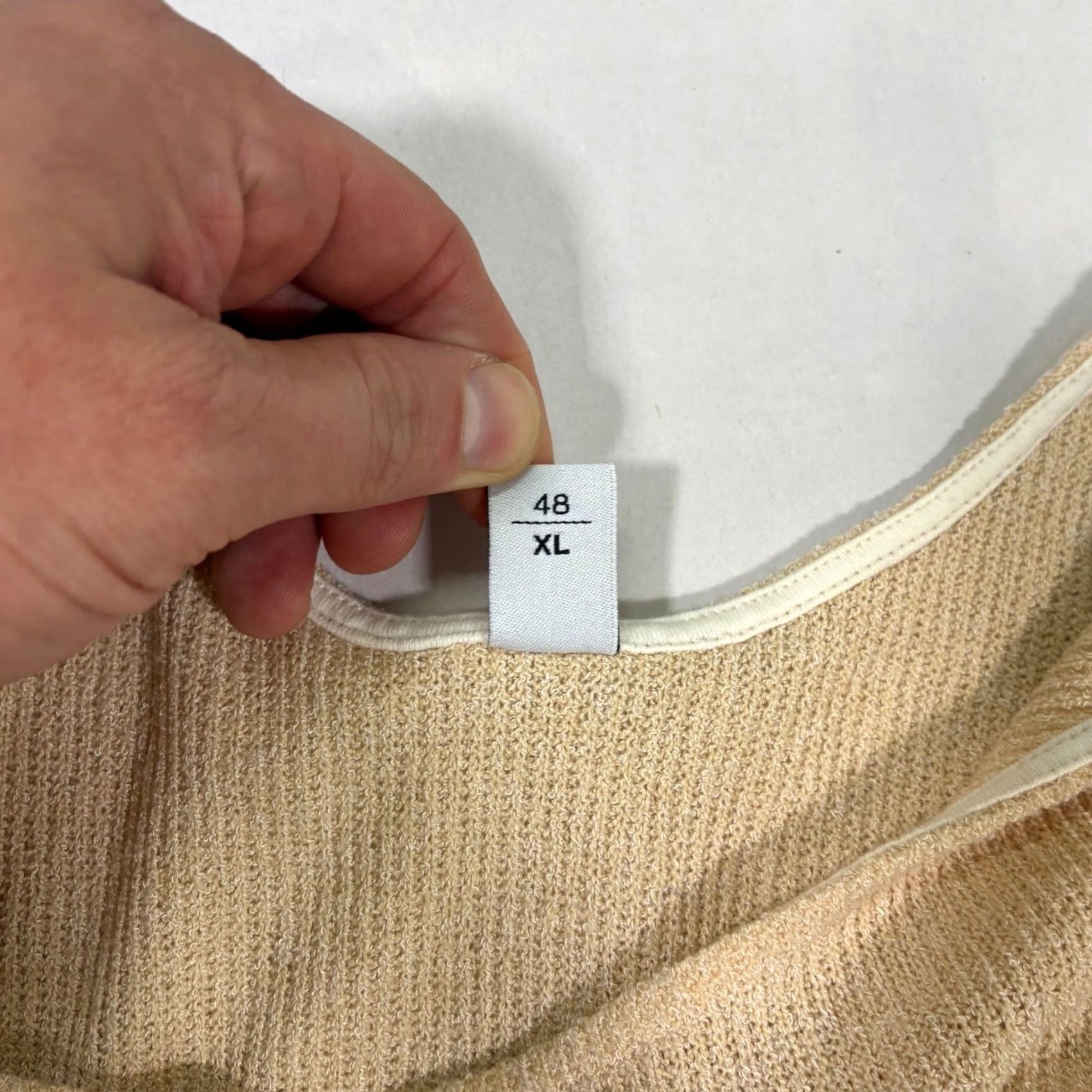 Vintage EUC VER Knit Maxi Dress Tank Style Beige Ribbed Drawstring Sides Slits XL Size XL / US 12-14 / IT 48-50 - 6 Thumbnail