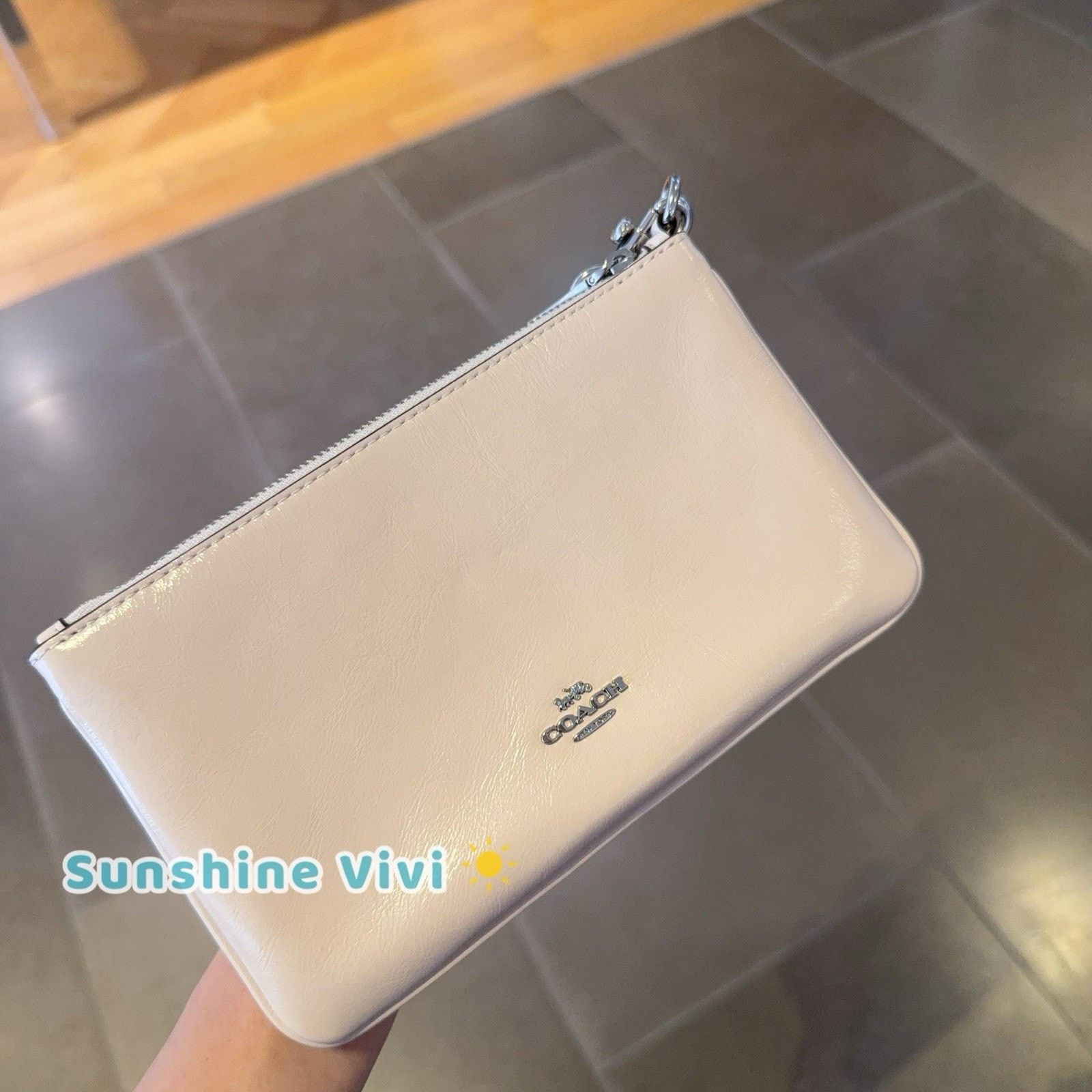 Coach NWT Coach Ashton Wristlet Silver/Chalk leather CDY04 Size ONE SIZE - 3 Thumbnail