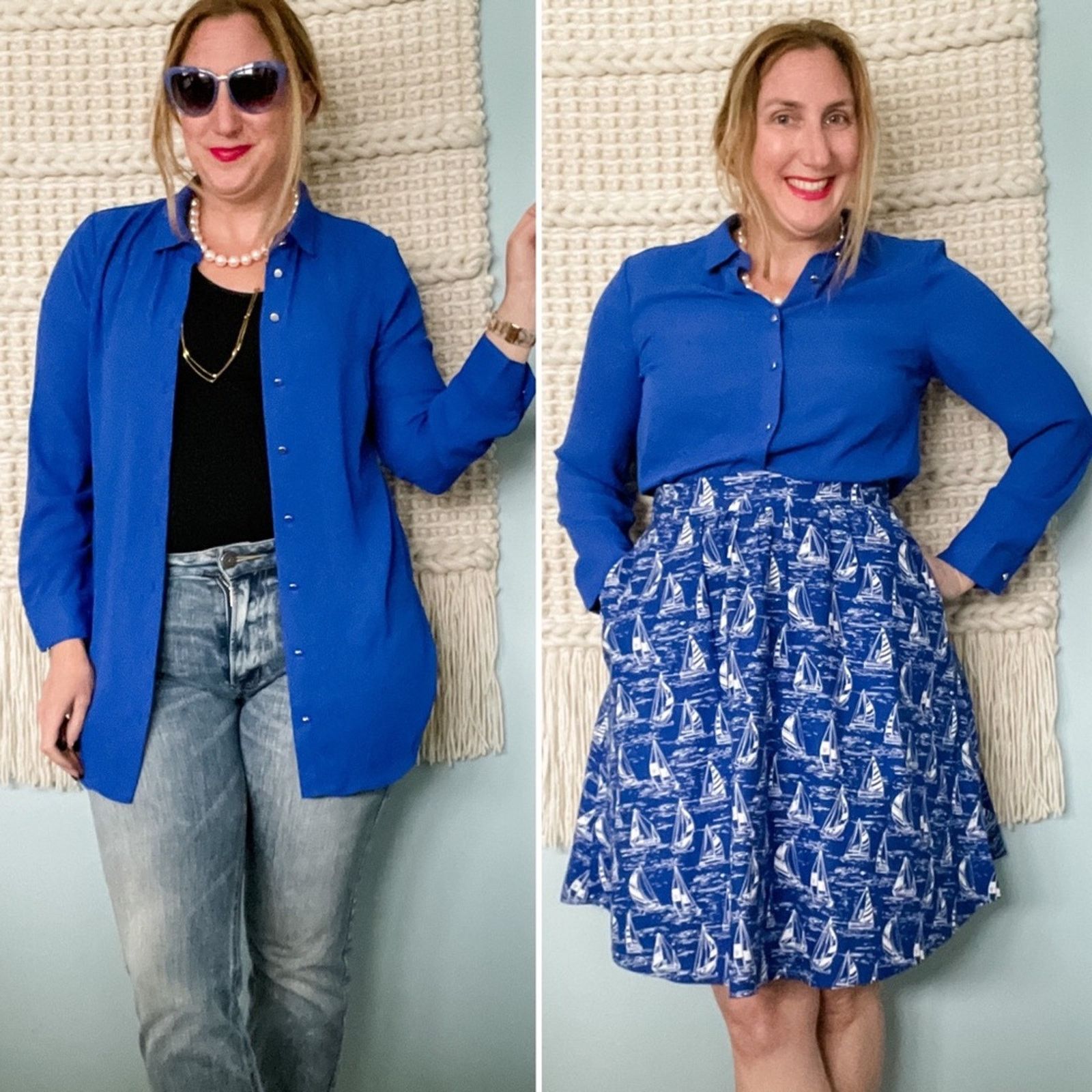 Vintage Vintage Chaus semi sheer royal blue metal button blouse M Size M / US 6-8 / IT 42-44 - 6 Thumbnail