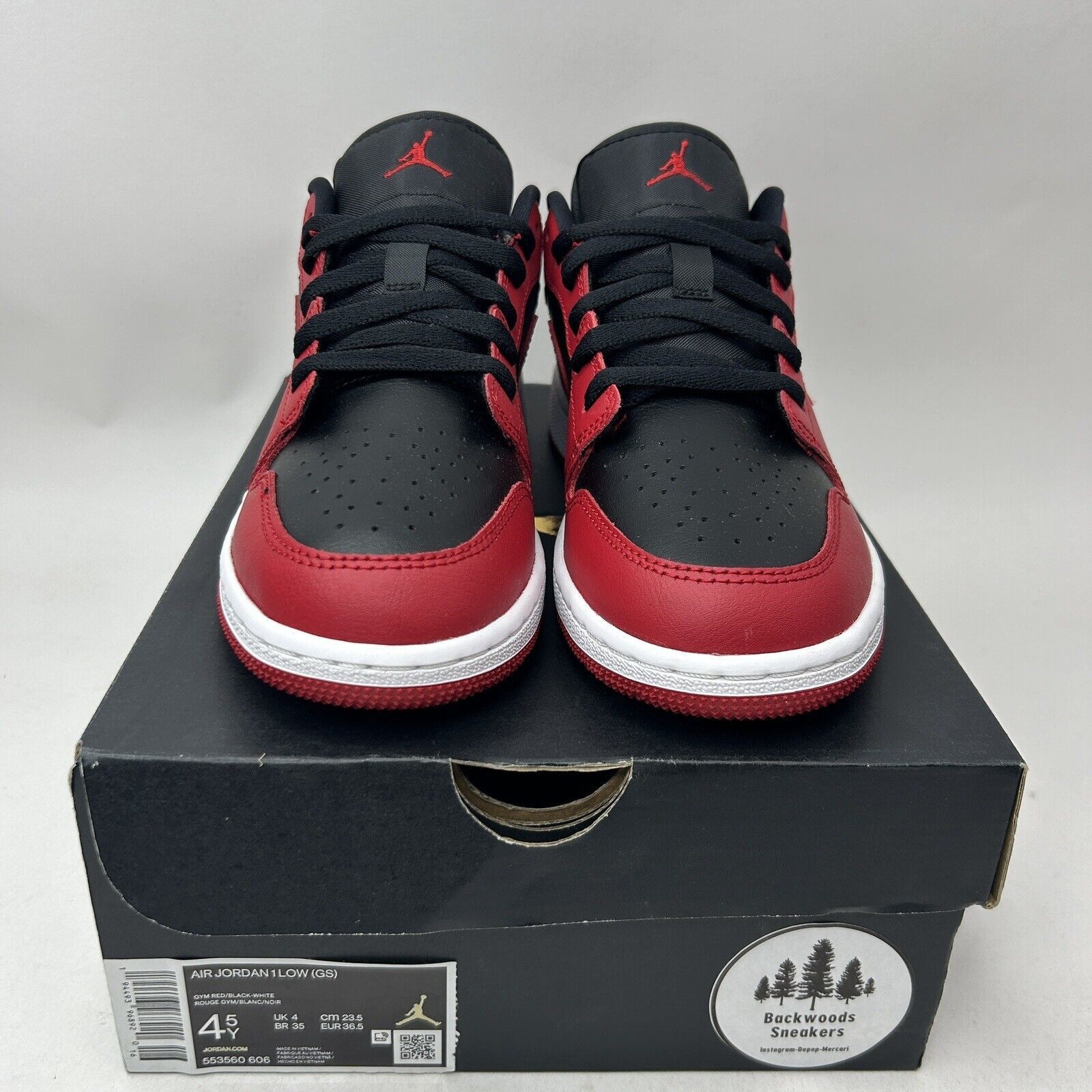 Nike Nike Air Jordan 1 Low GS “Gym Red/Reverse Bred” 2023 Size US 6 / IT 36 - 2 Thumbnail