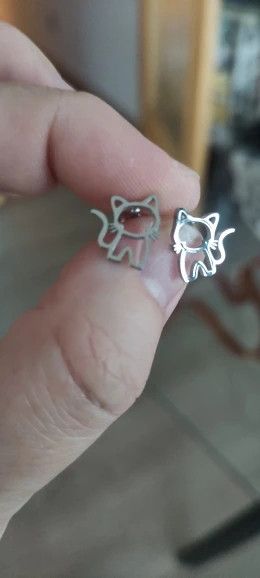 Jewelry Cute Cat Stud Earrings Charm Stainless Earring Gift Size ONE SIZE - 4 Thumbnail