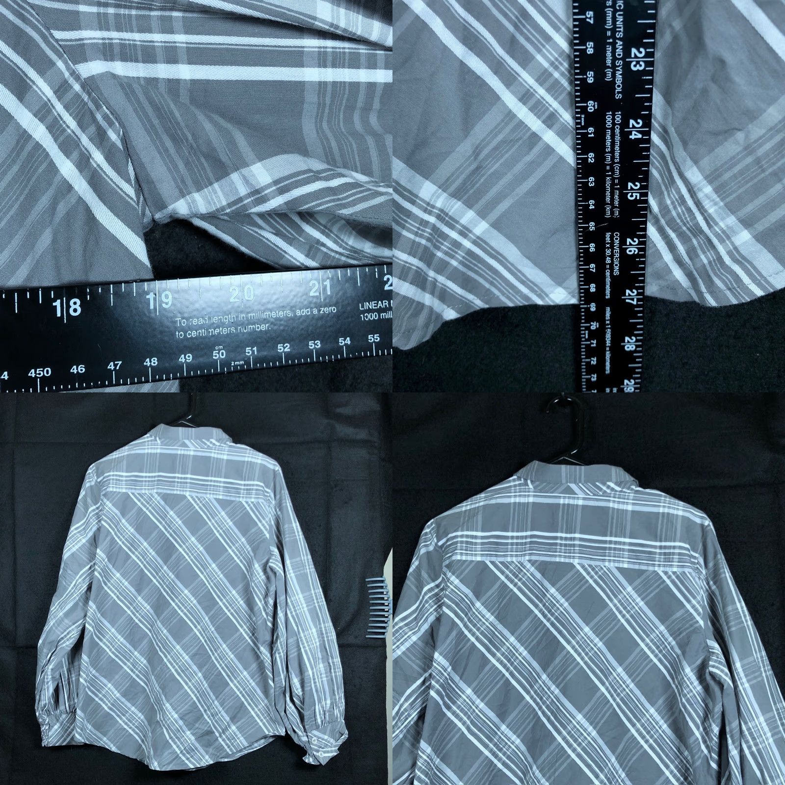 Vintage Chicos Womens Blouse Gray White Collared Button Down Long Sleeve Stretch 2 Gray White Collared Button Down Long Sleeve Stretch 2 Size XL / US 12-14 / IT 48-50 - 8 Thumbnail