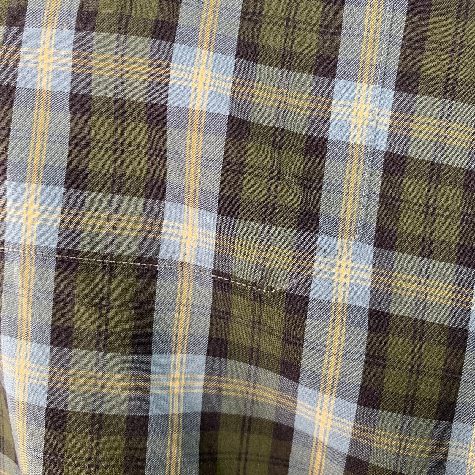 Luciano Barbera Size 44 Blue Olive Plaid Cotton One Pocket Long Sleeve Shirt Size US XL / EU 56 / 4 - 5 Thumbnail