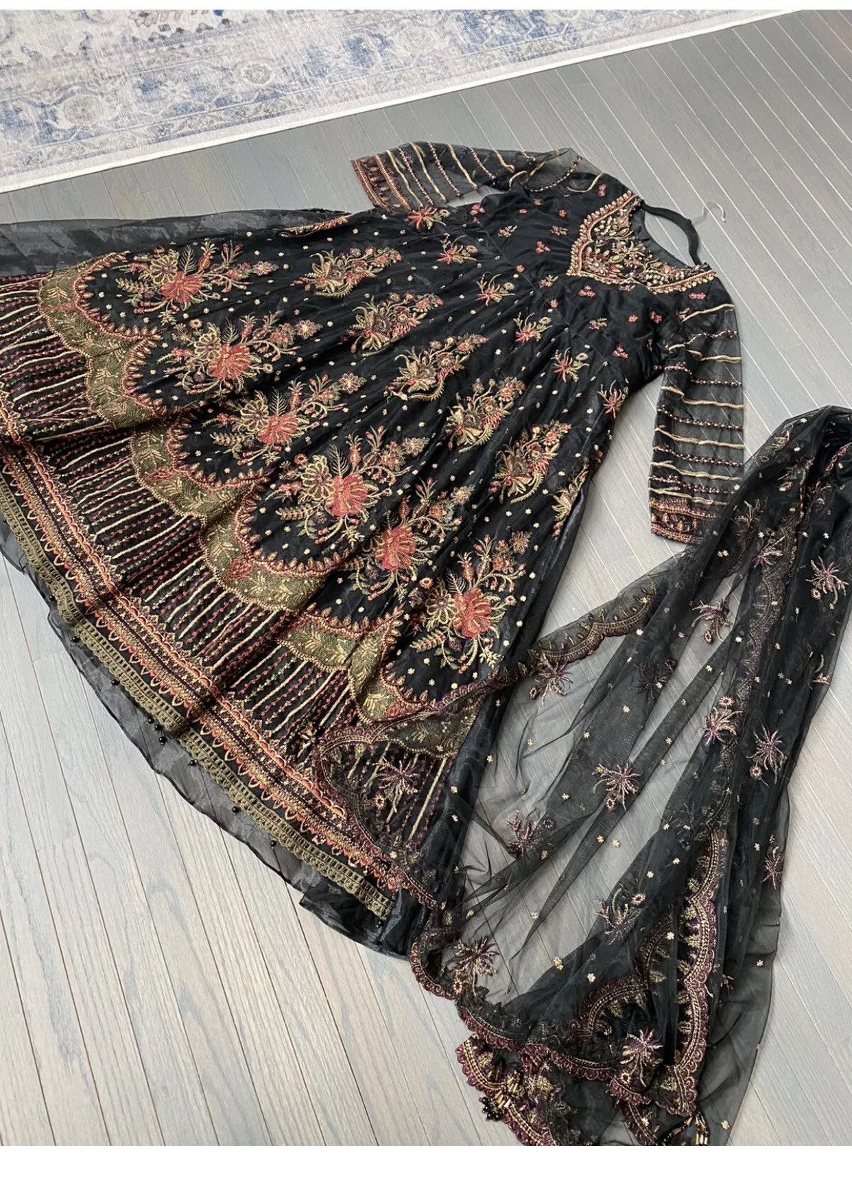Other Party Wear Stiched Embroidered Black Net Eid Collection Size M / US 6-8 / IT 42-44 - 5 Thumbnail