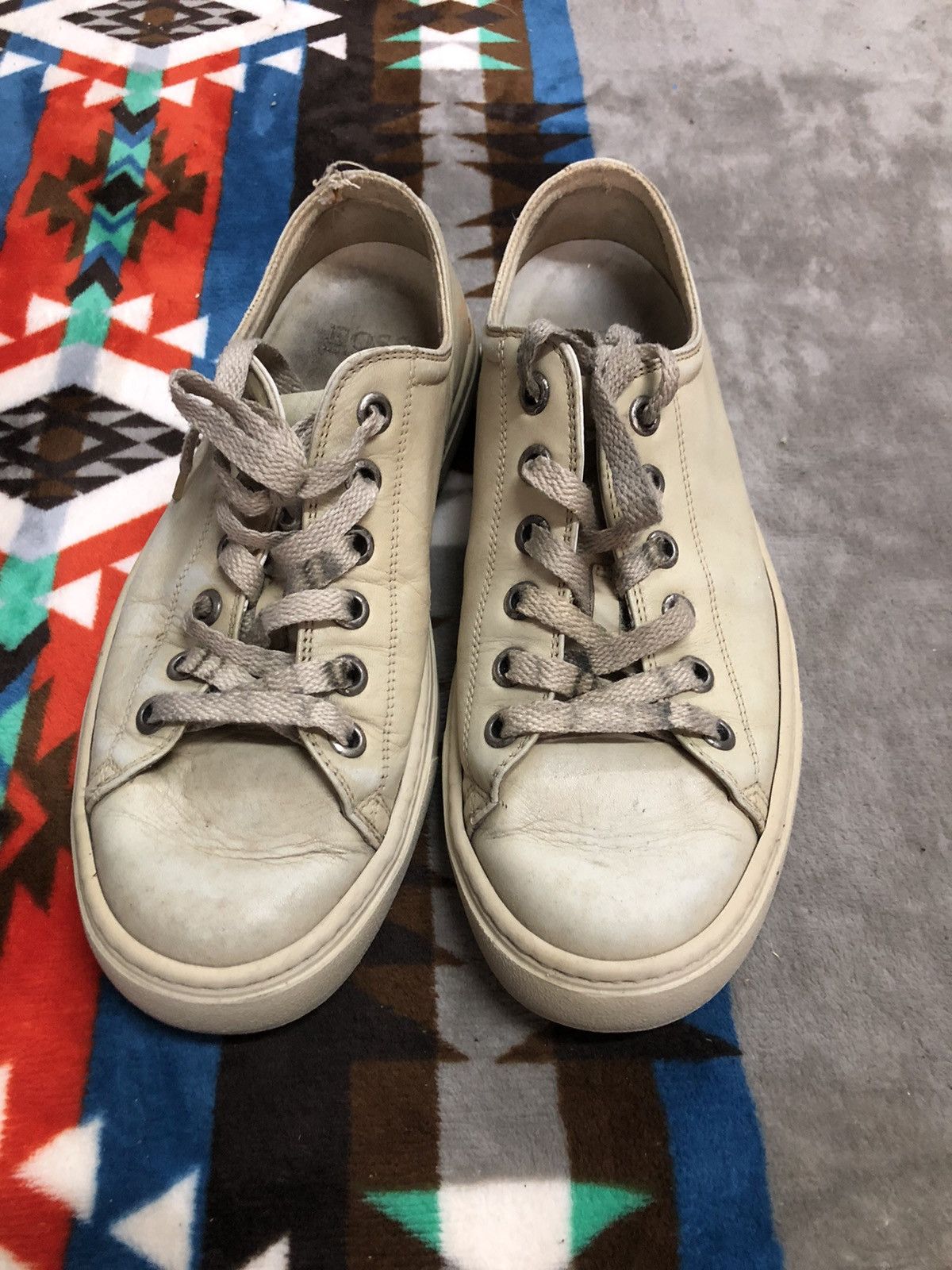 image of Hugo Boss Casual Leather Shoes Made In Italy in Cream, Men's (Size 8)