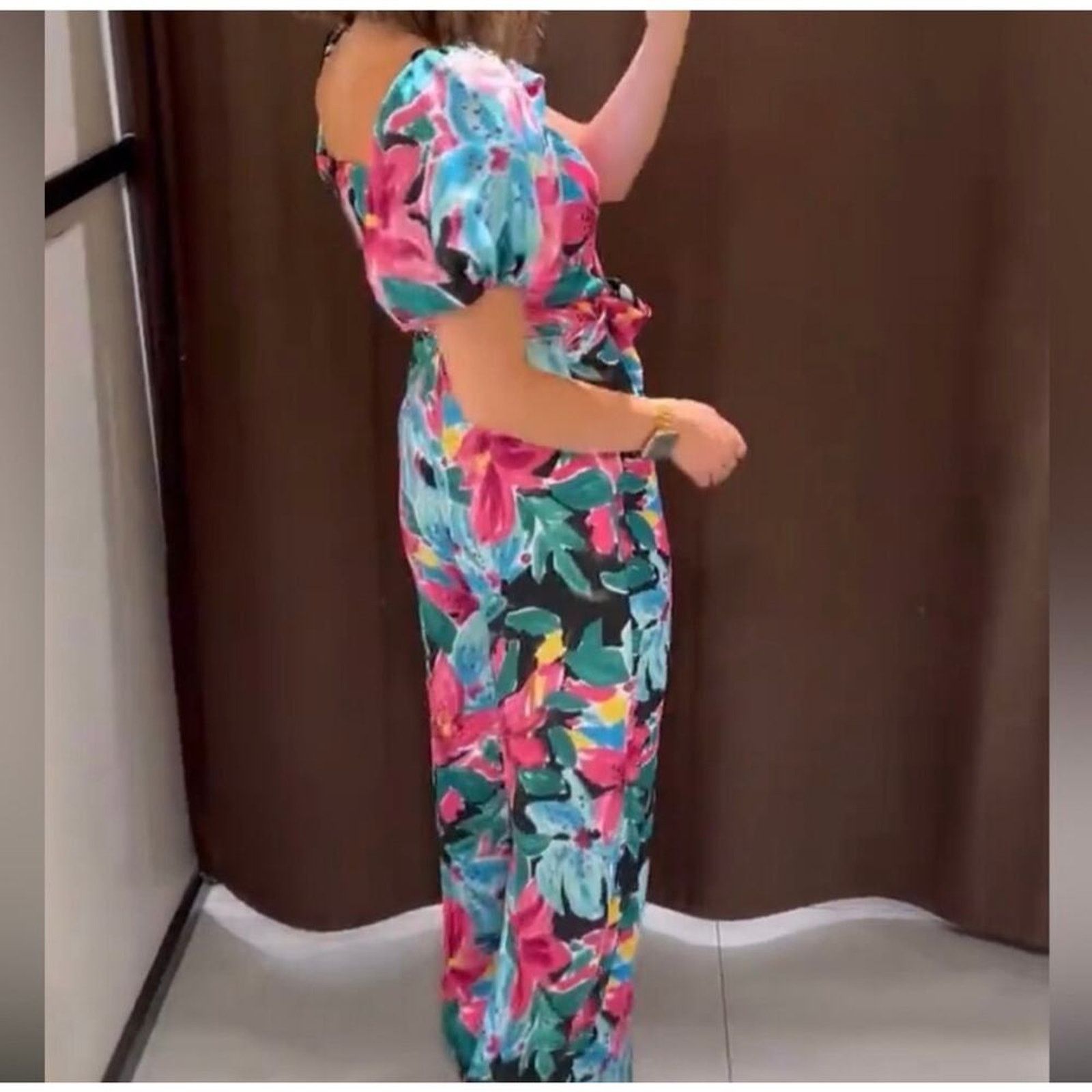 Zara ZARA FLORAL PRINT JUMPSUIT MULTICOLORED Size 26" / US 2 / IT 38 - 3 Thumbnail