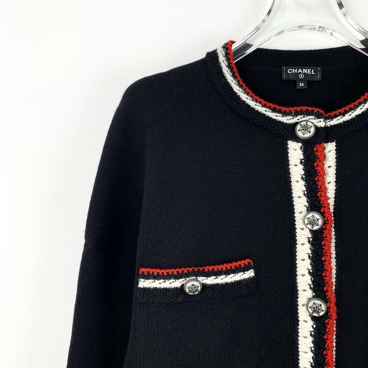 Chanel Chanel Black Snowflake Embellished Cashmere Knit Cardigan Size XS / US 0-2 / IT 36-38 - 3 Thumbnail