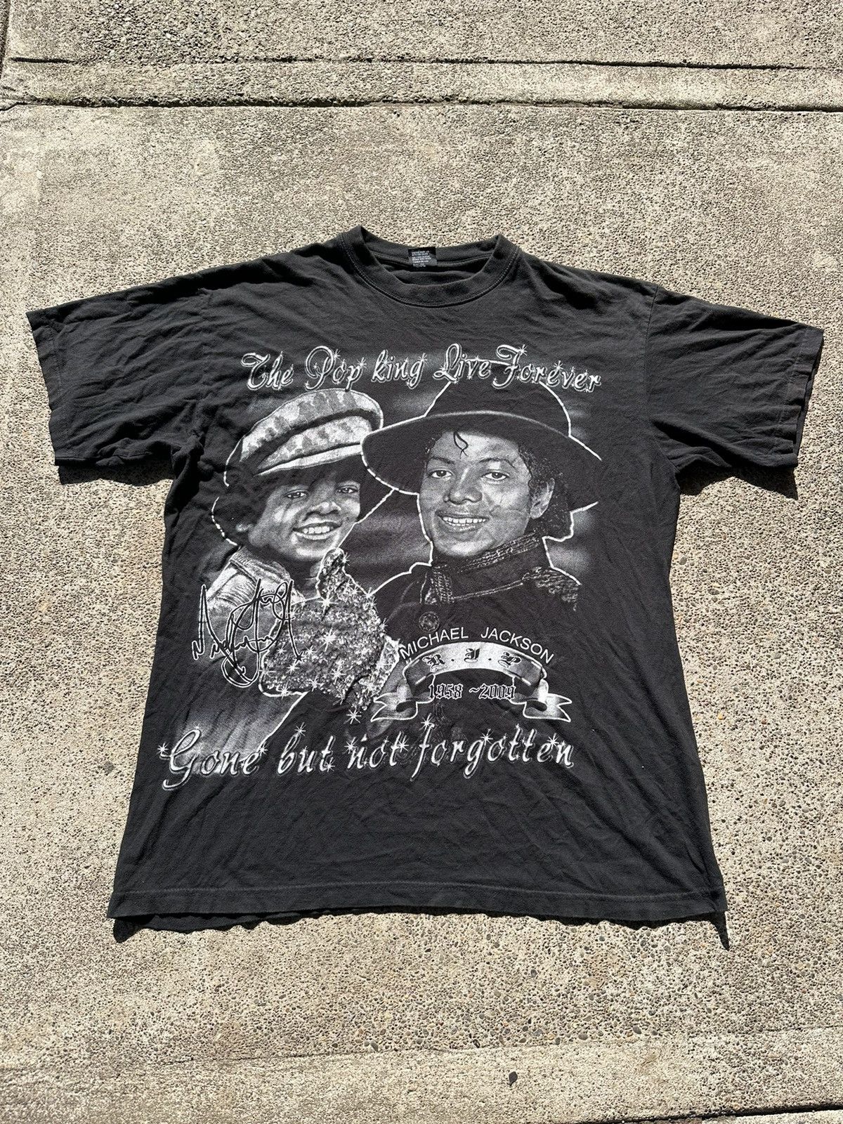 image of Band Tees x Vintage Michael Jackson Memorial T-Shirt in Black, Men's (Size XL)