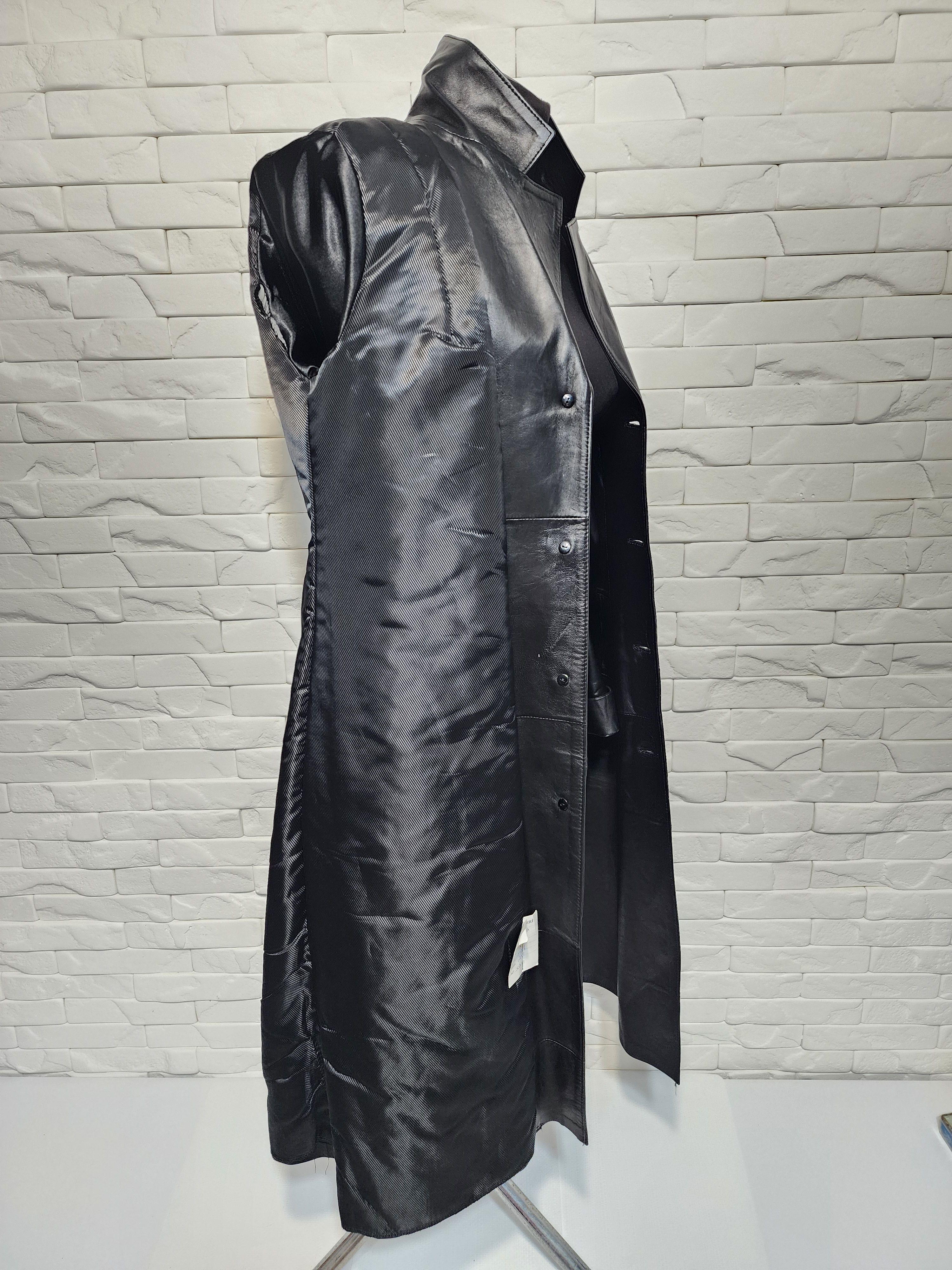 Genuine Leather Women black leather raincoat. Size L / US 10 / IT 46 - 9 Thumbnail