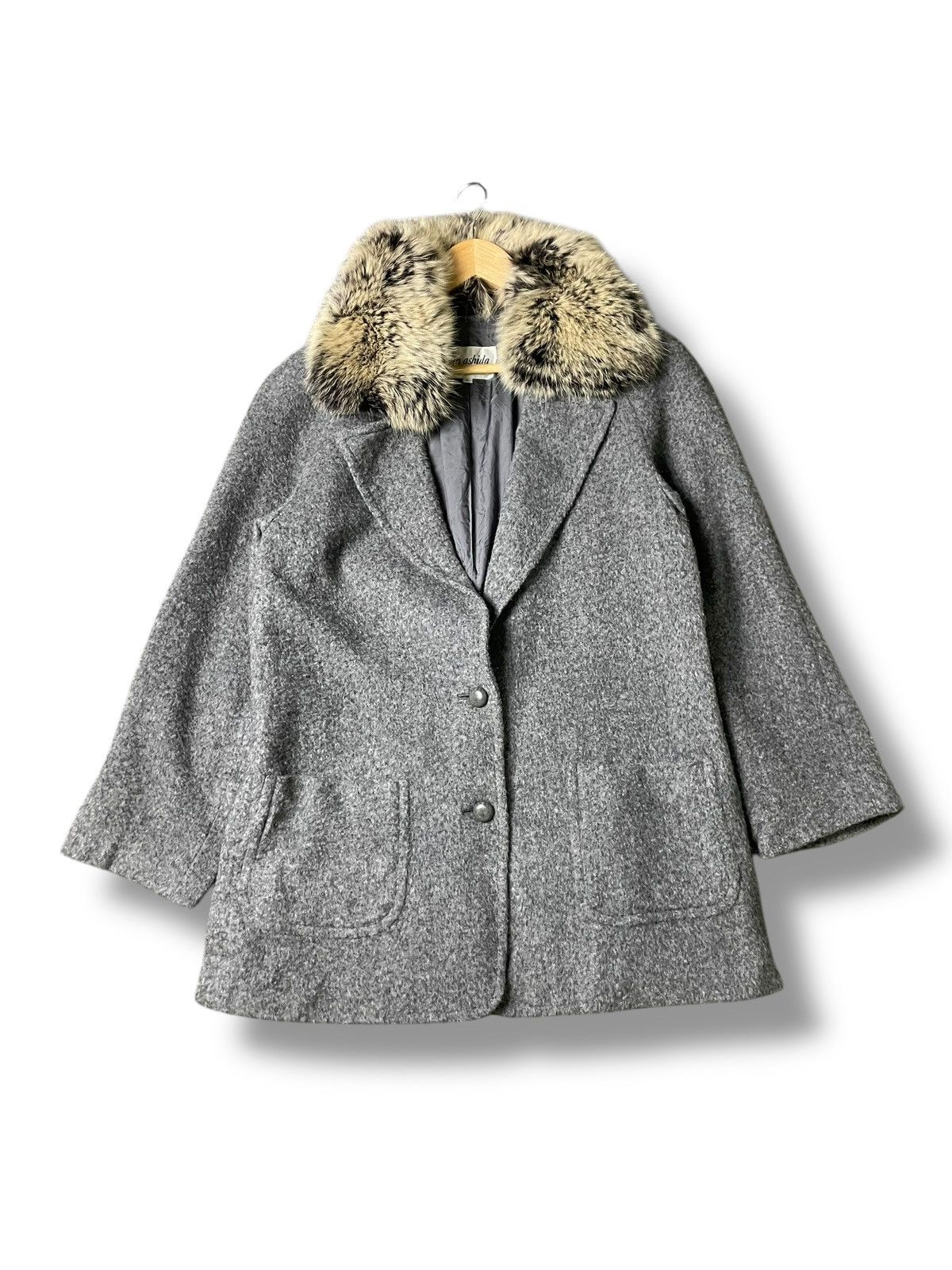 Japanese Brand × Vintage JUN ASHIDA Japanese Brand Fur Collar Coat (65) Size US L / EU 52-54 / 3 - 1 Thumbnail