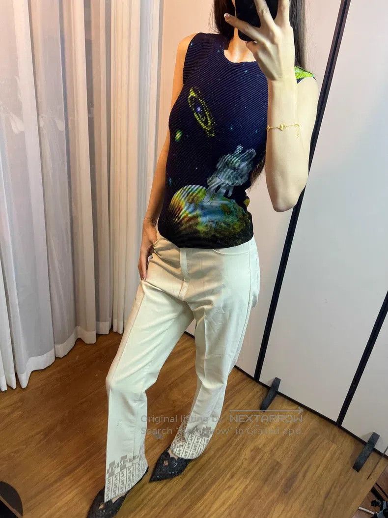 Fendi Fendi size M Old Patterned Cuffed Light Blue Trousers Size 22" - 9 Thumbnail