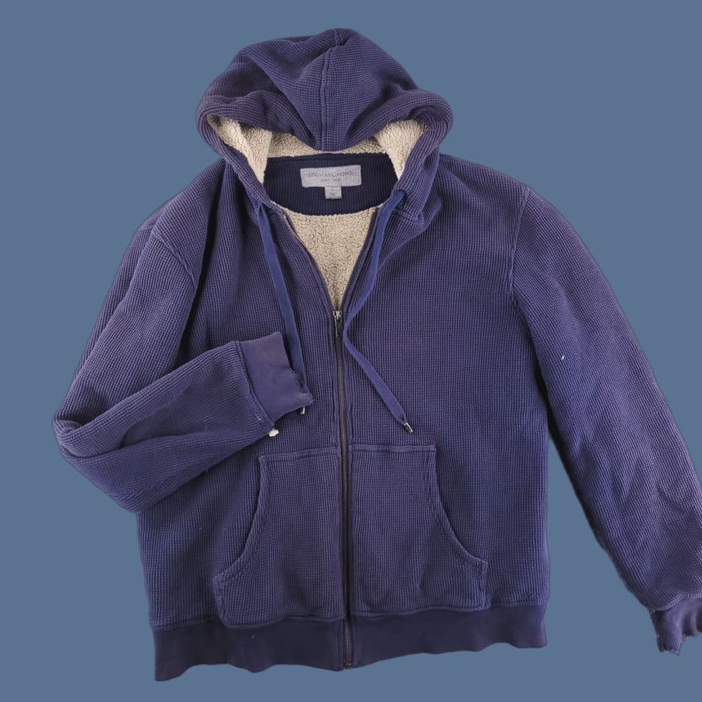 Michael Kors Michael Kors Hoodie Mens M Blue Waffle Thermal Sherpa Work Distressed Full Zip Size US M / EU 48-50 / 2 - 1 Thumbnail
