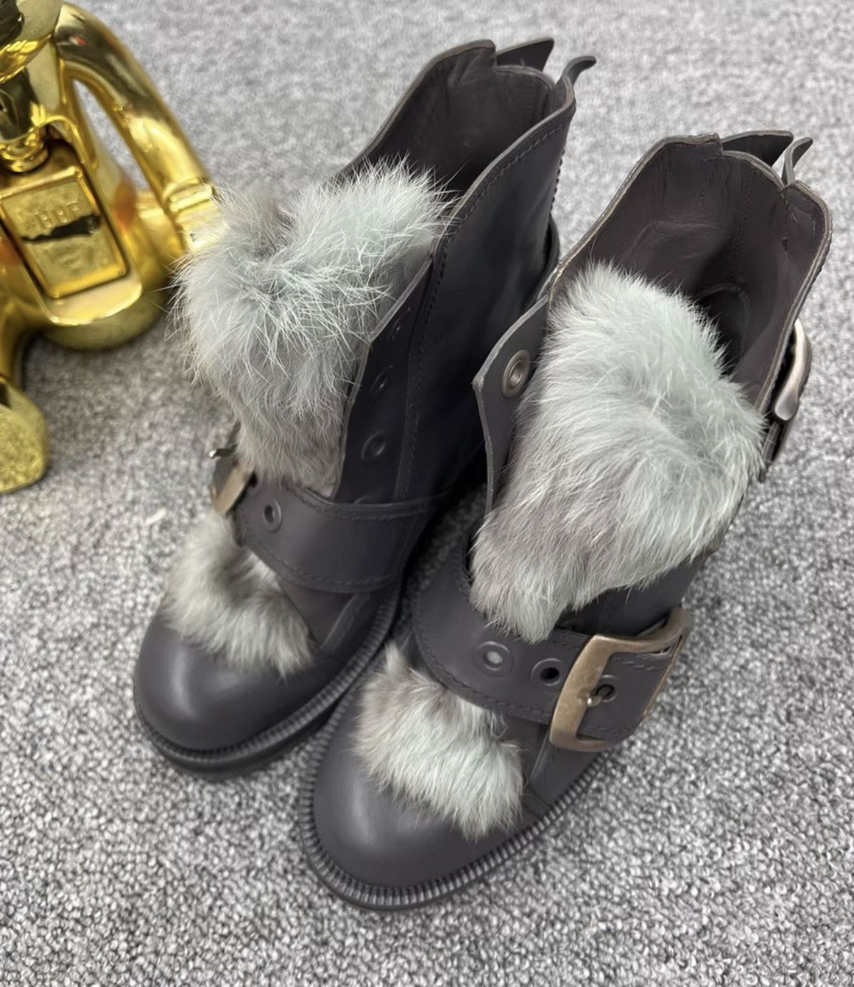 Alexander McQueen Alexander McQueen Blue Grey Martin Boots K12 Size US 7 / IT 37 - 2 Thumbnail