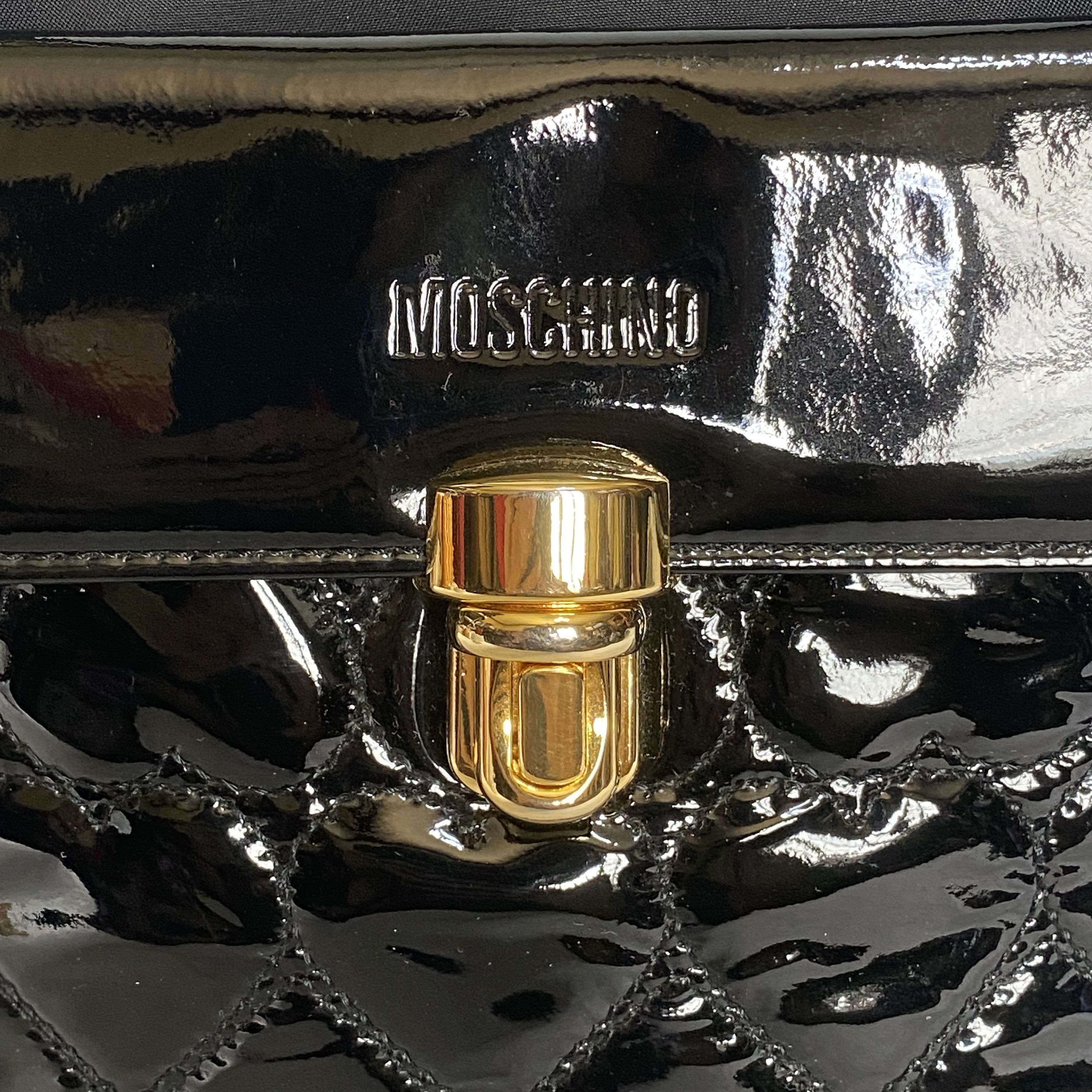 Moschino × Vintage Vintage Black Heart Quilted Leather Nylon Tote Bag Size ONE SIZE - 10 Thumbnail