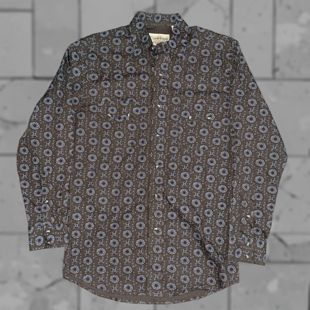 Vintage Cowboy Legend Brown Long Sleeve Snap Button Shirt Mens Medium Size US M / EU 48-50 / 2 - 1 Thumbnail