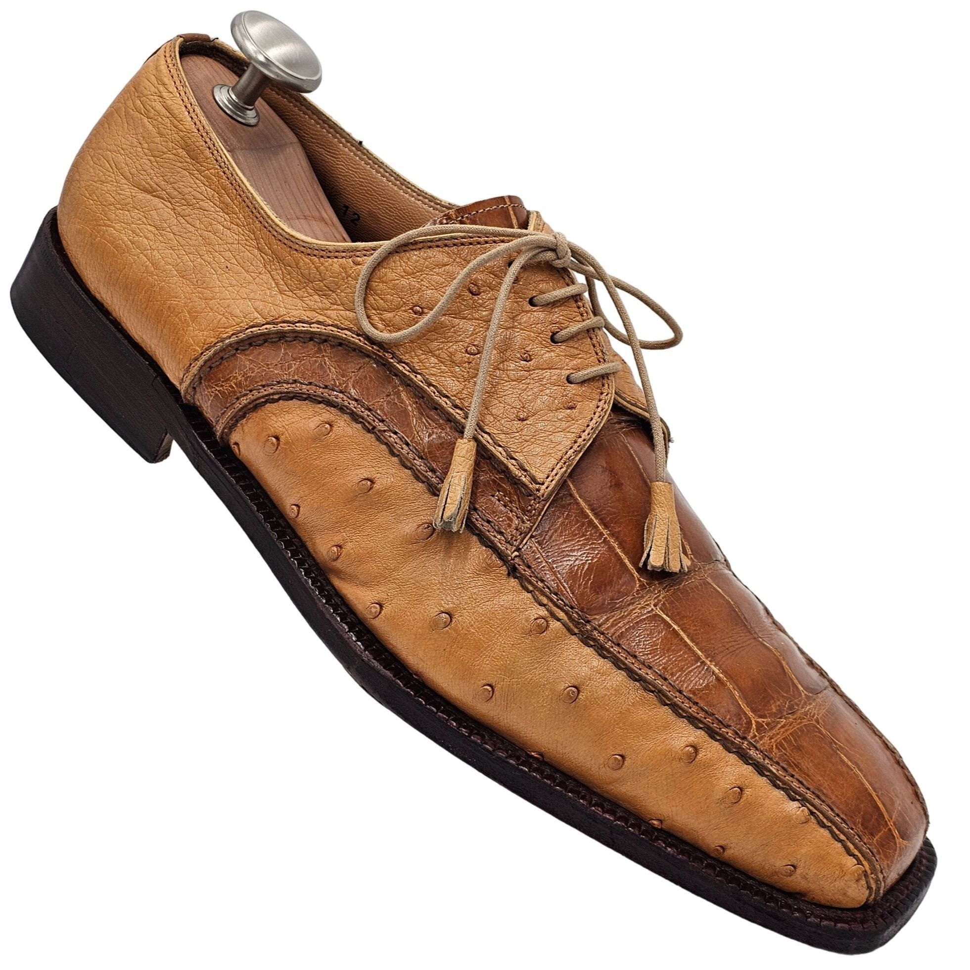 David Eden Vintage David Eden Exotic Ostrich Alligator Derby Italy Men Size US 12 / EU 45 - 1 Thumbnail