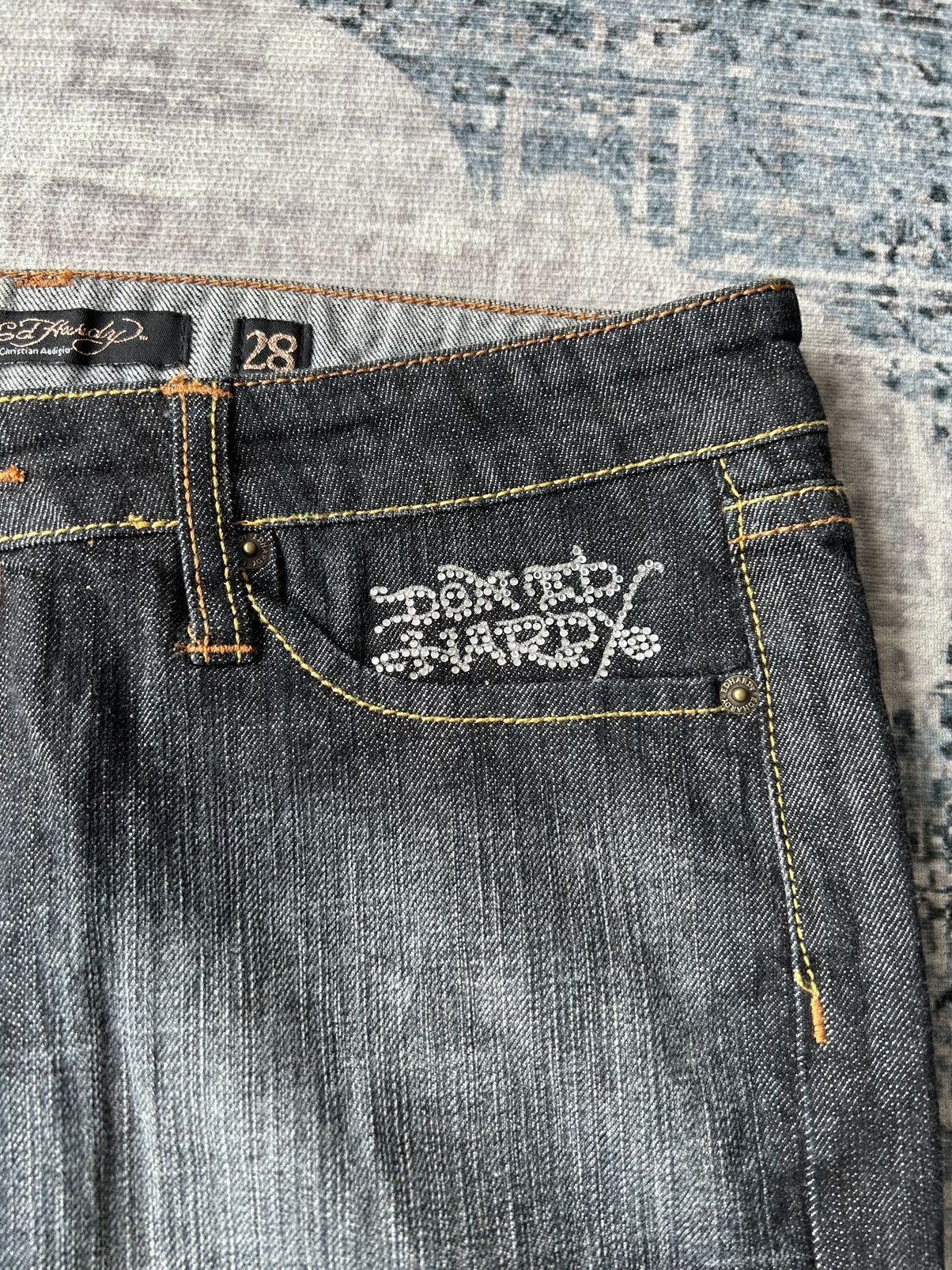 Ed Hardy Ed Hardy Rhinestone Jeans Skirt Size 33" - 4 Thumbnail