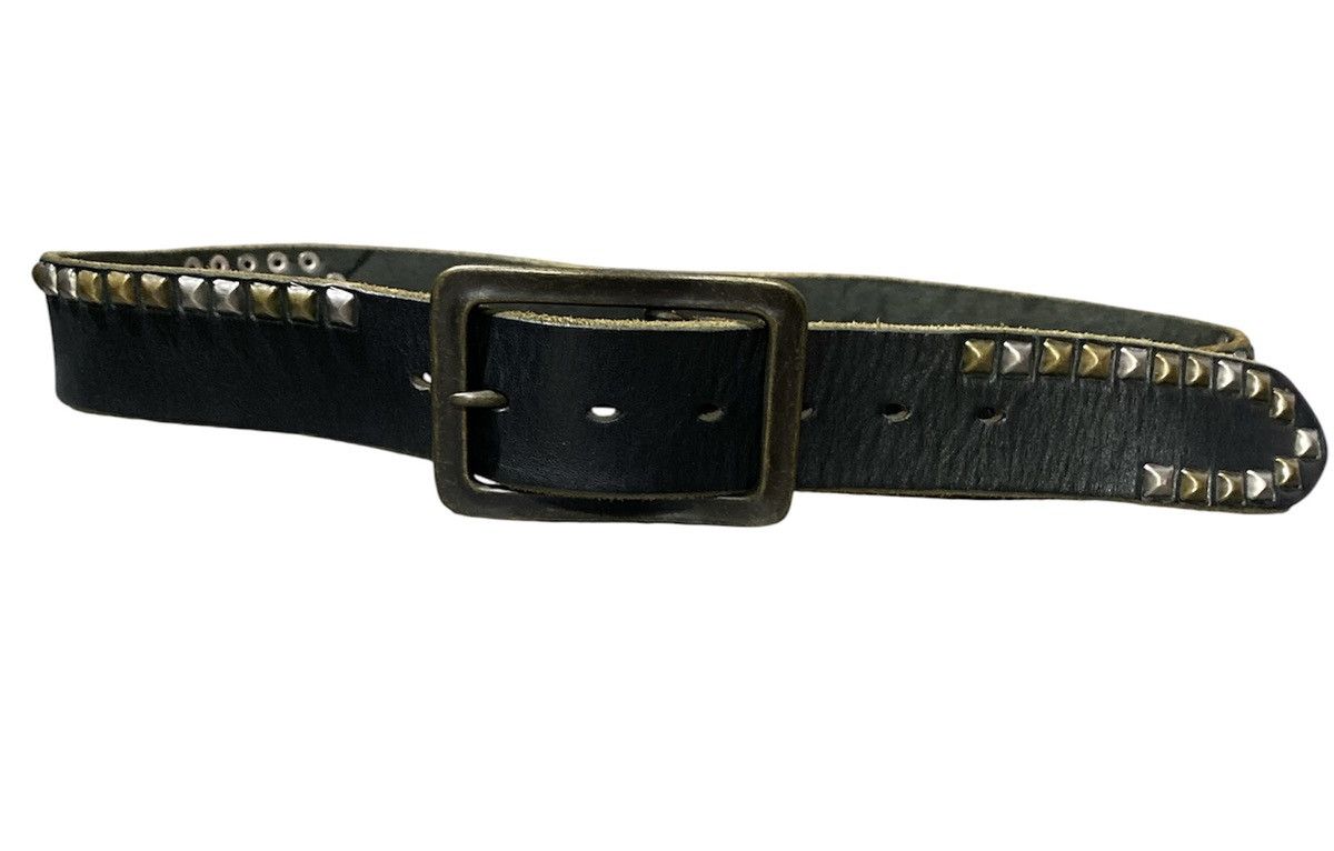 Lee Lee Mr Black Leather Black Belt Studded Metal Pyramid Size 36 - 2 Thumbnail