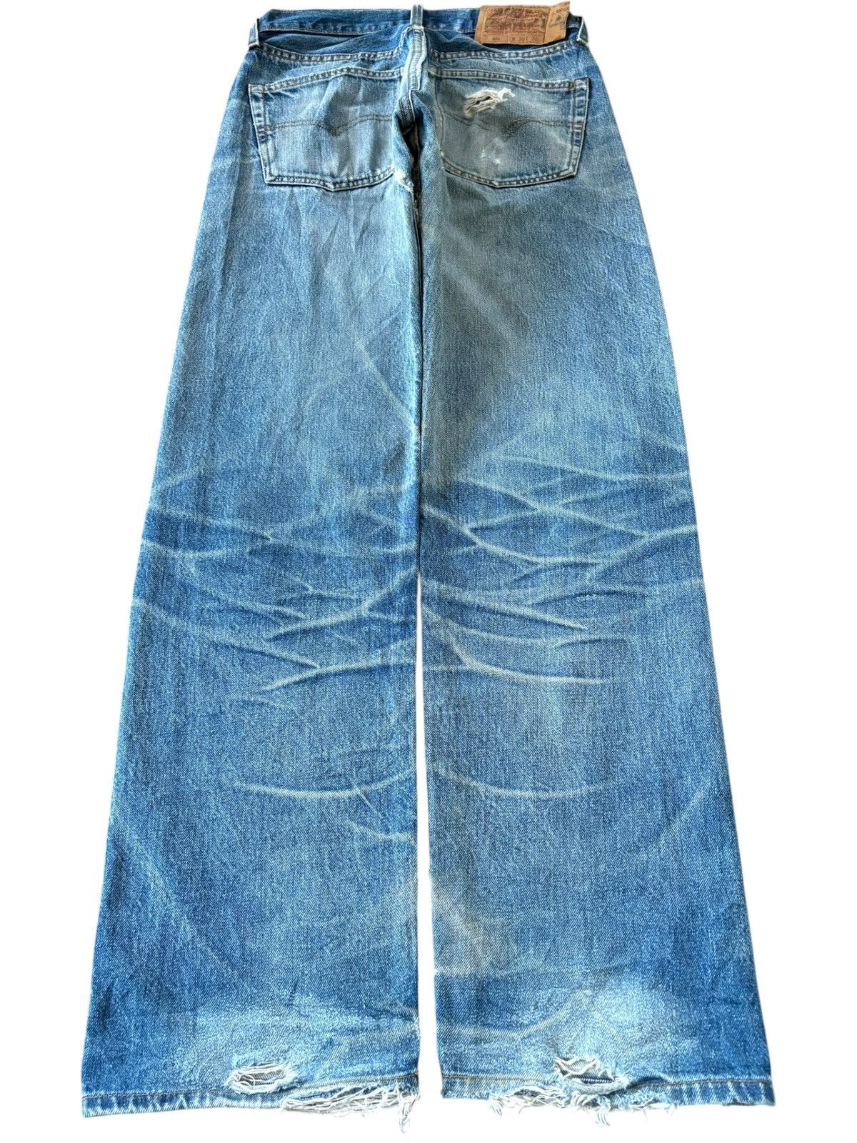 Levi's Vintage 90s Levis 501 Big E Selvedge Distress Baggy Jeans Size US 29 - 2 Thumbnail