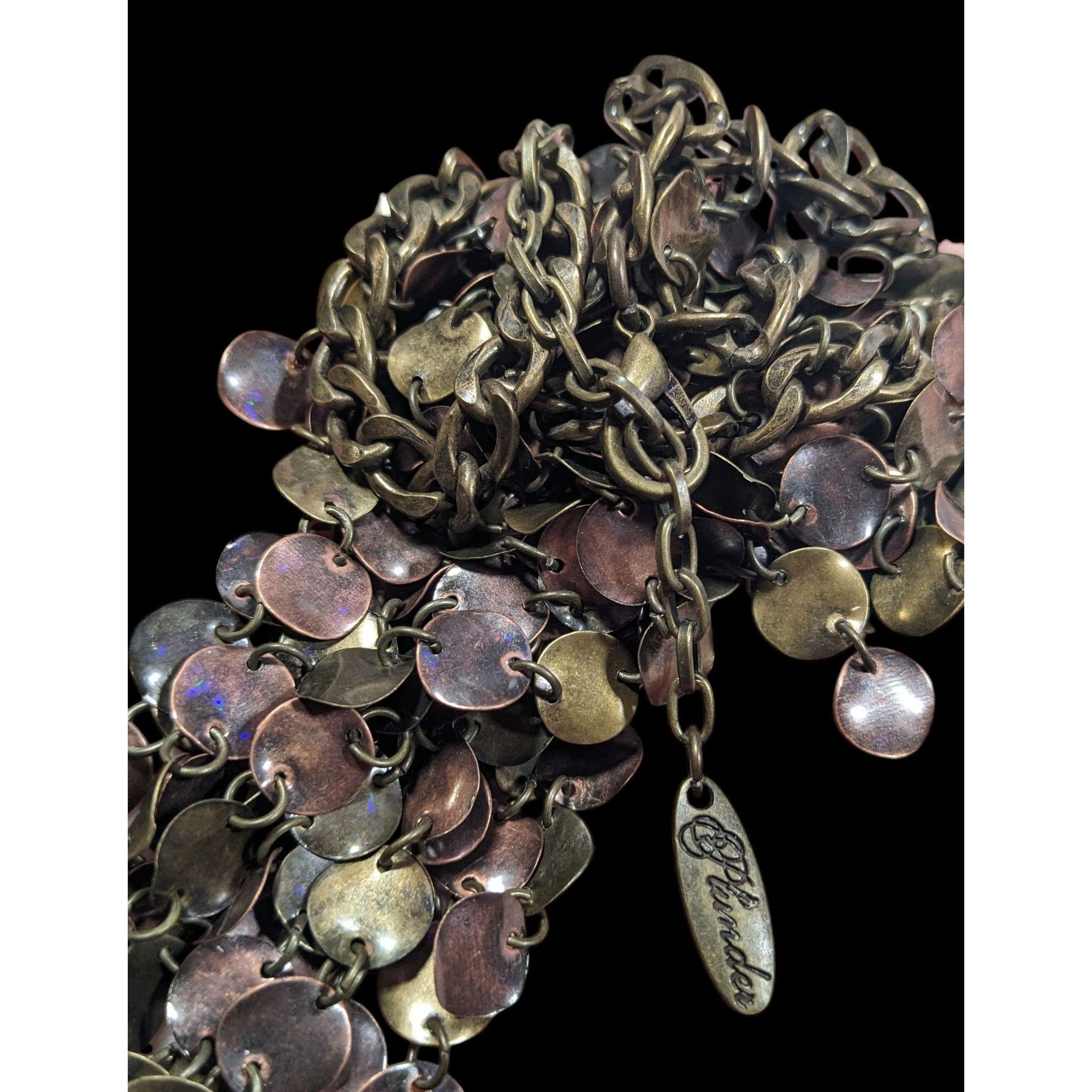 Other Plunder Jewelry Bronze Tone Disc Fringe Bib Necklace Size ONE SIZE - 4 Thumbnail