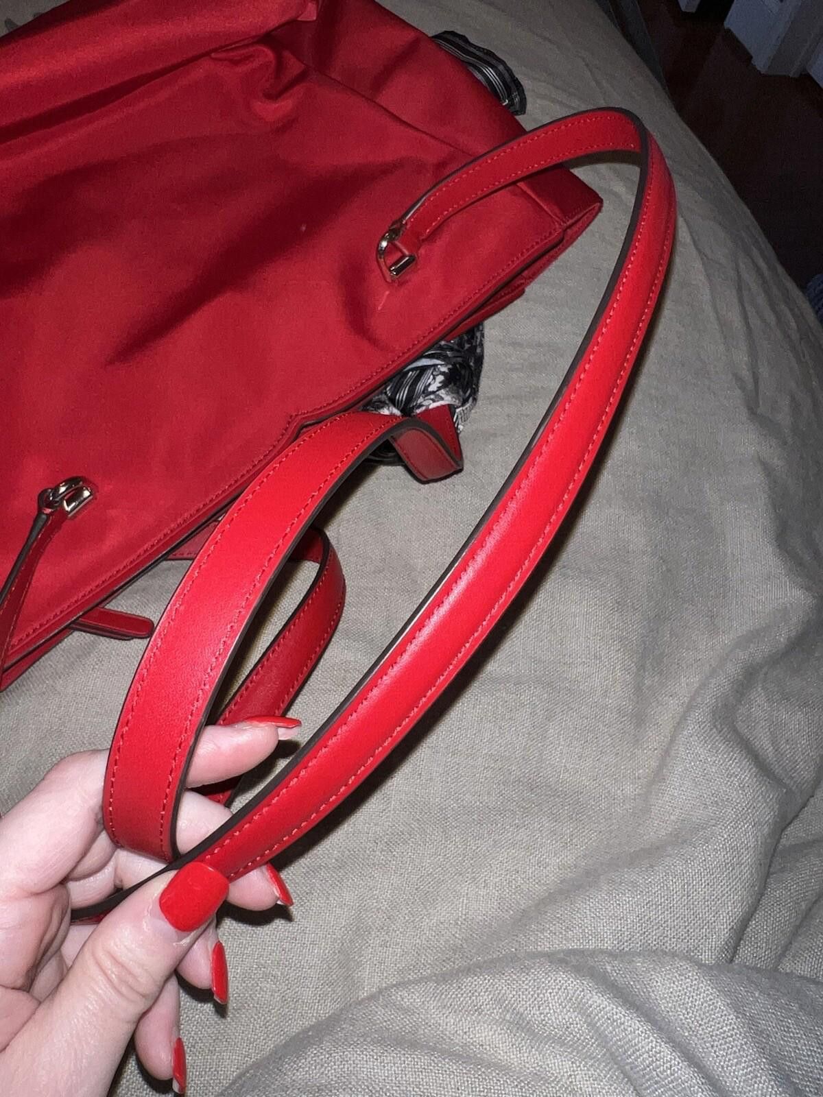 Kate Spade NEW Kate Spade Red Nylon Handbag Purse Tote Bag w/ Scarf Size ONE SIZE - 12 Thumbnail