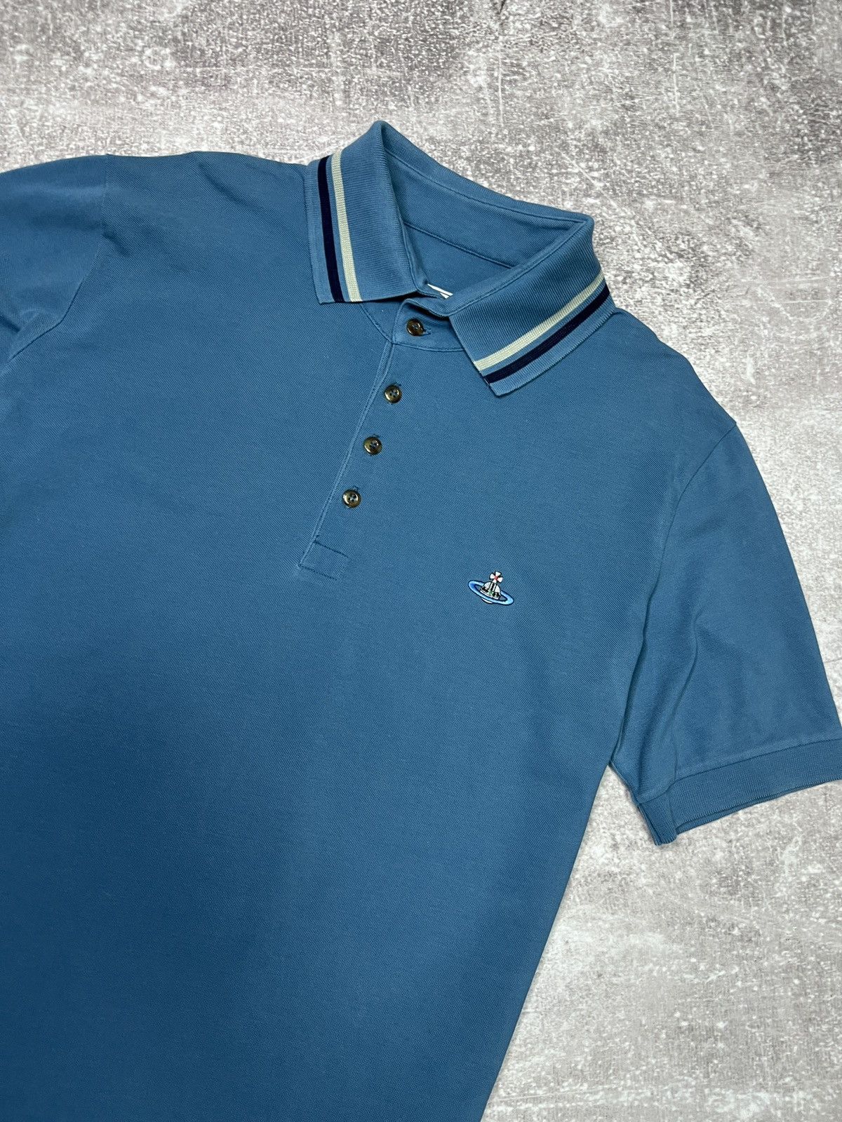 Vivienne Westwood Vivienne Westwood Blue Polo Shirt Orb Logo Size XL Size US XL / EU 56 / 4 - 4 Thumbnail