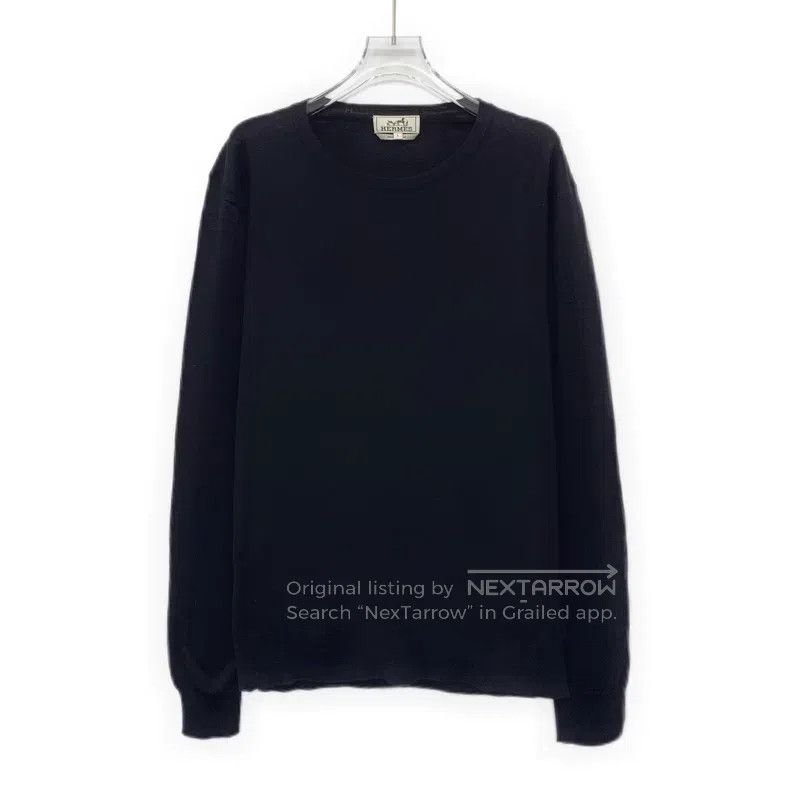 Hermes Hermes Black wool round neck long-sleeve knit Size L / US 10 / IT 46 - 1 Thumbnail
