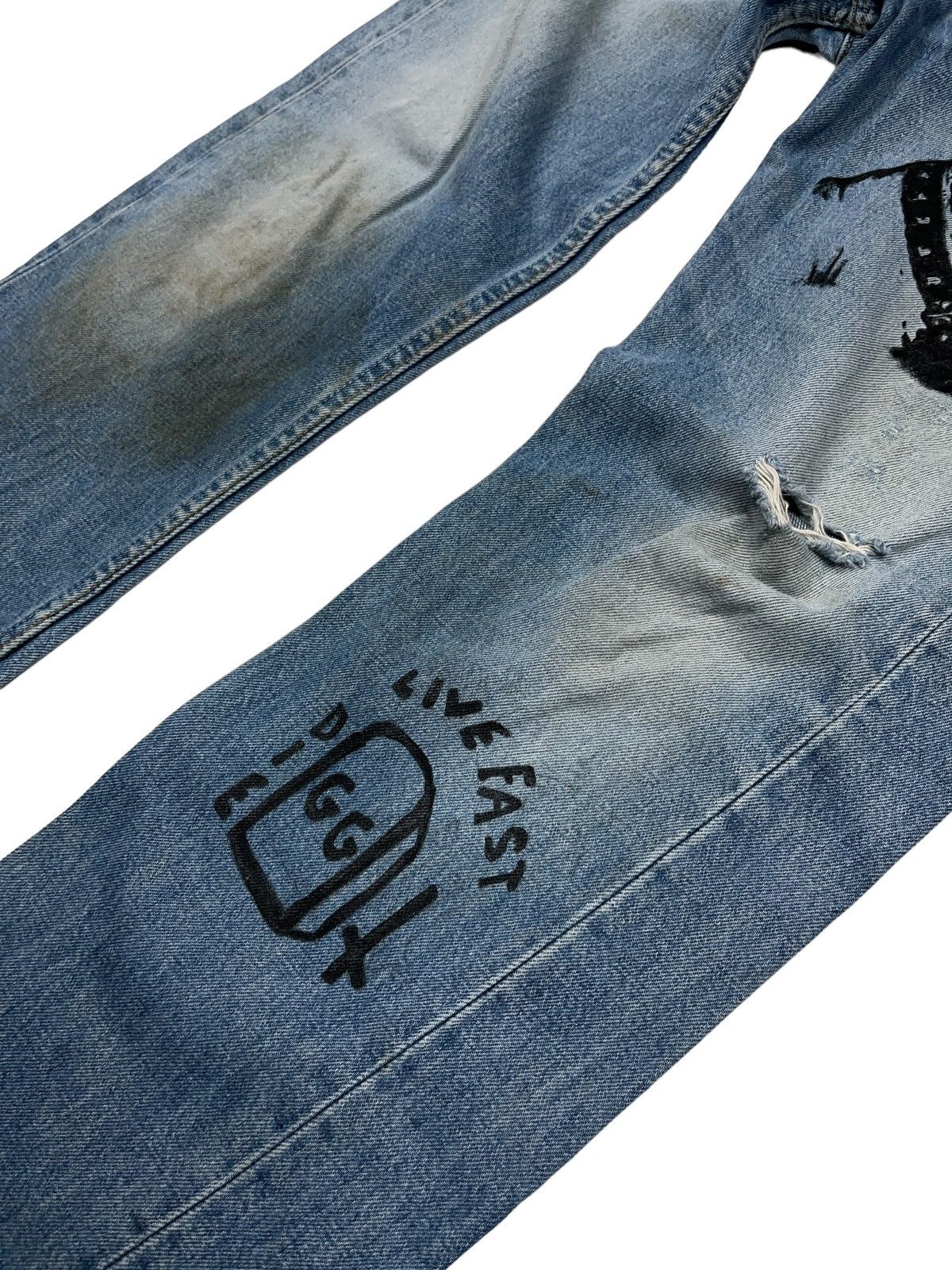 Band Tees Sick GG Allin Custom Hand Made Jeans On Vintage Levi’s 501 Size US 34 / EU 50 - 9 Thumbnail