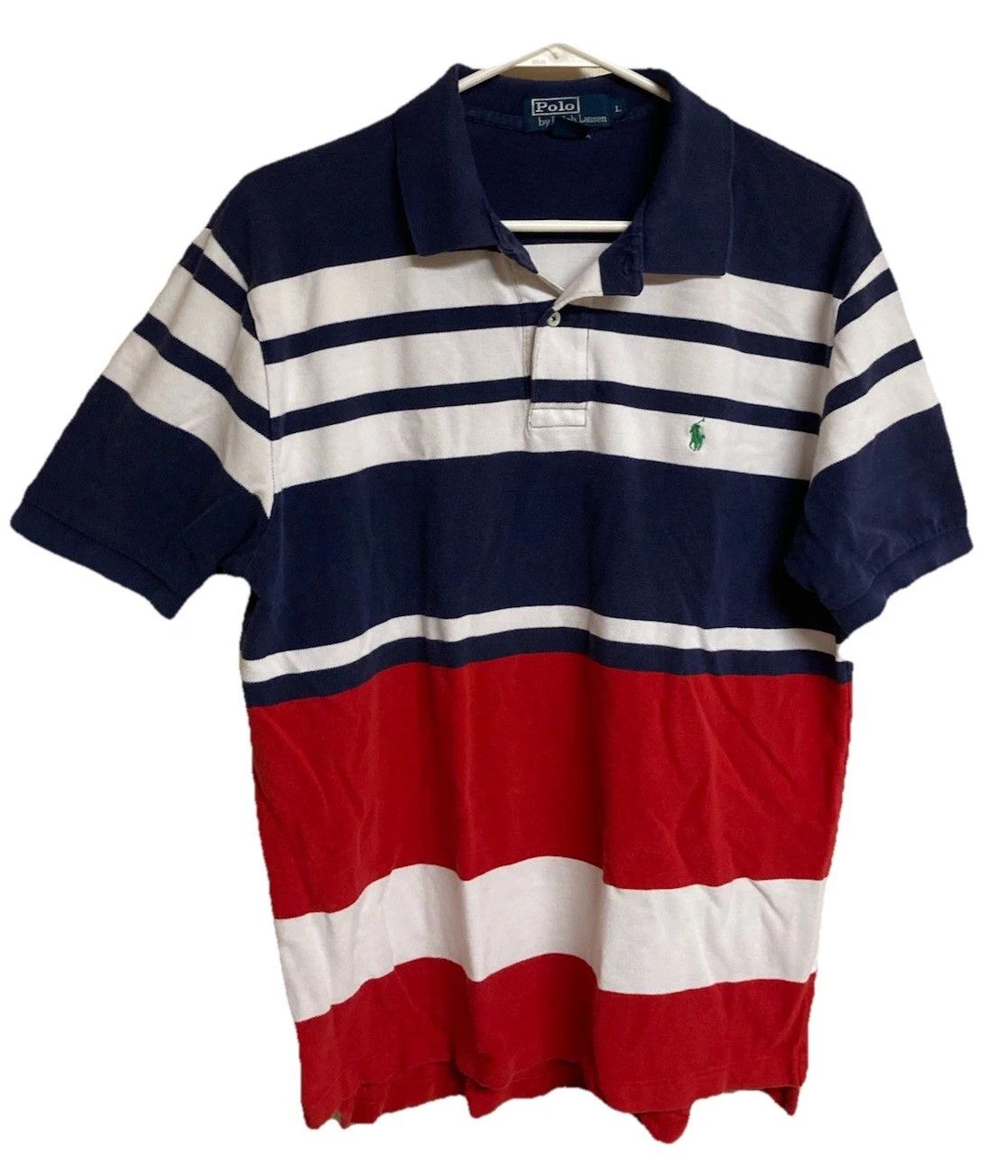 Polo Ralph Lauren VTG Polo Ralph Lauren Knit Polo Striped USA Patriotic Sz L Size US L / EU 52-54 / 3 - 1 Thumbnail