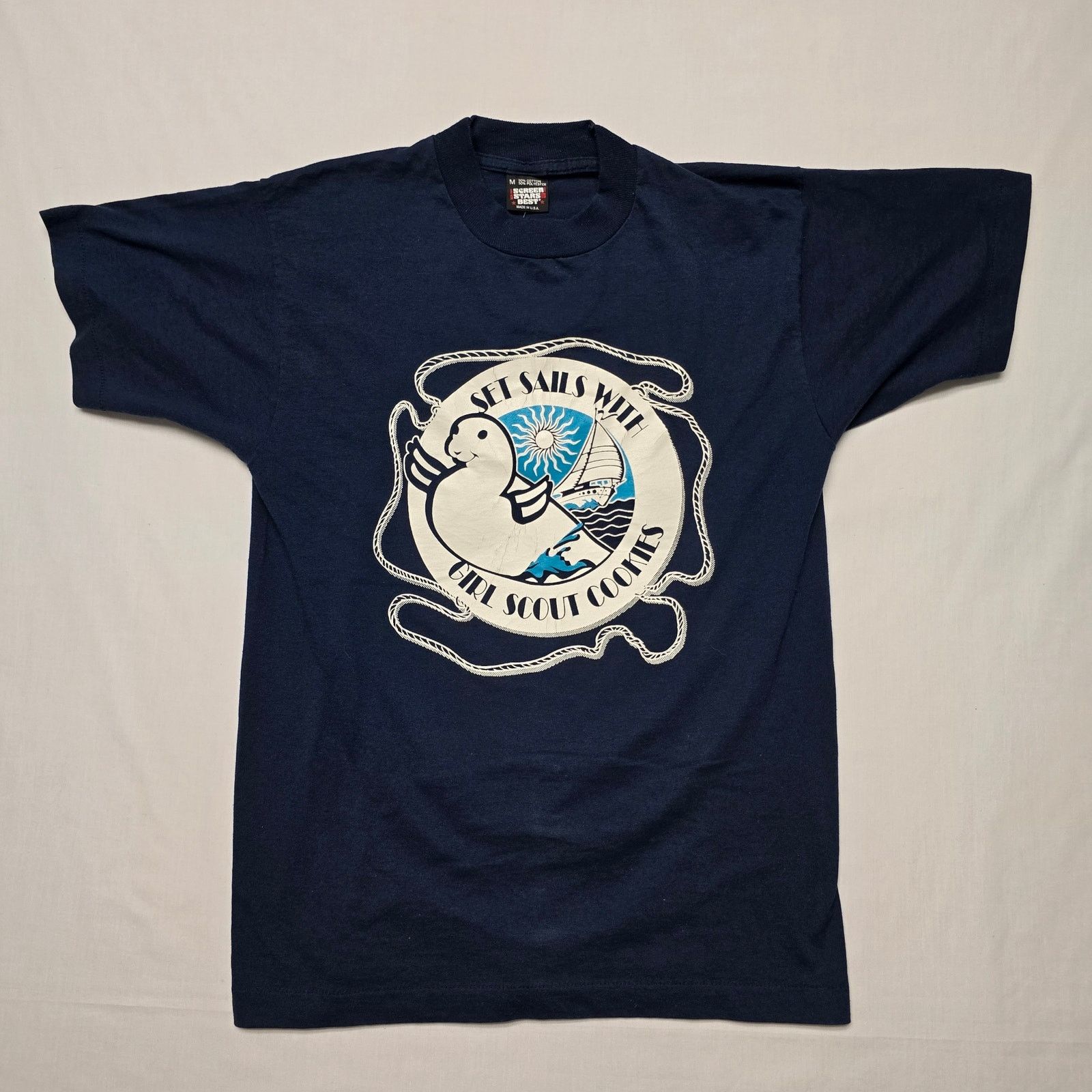 Vintage Vintage Girl Scout Set Sail With Girl Scout Cookies Blue Tee Size M / US 6-8 / IT 42-44 - 1 Thumbnail