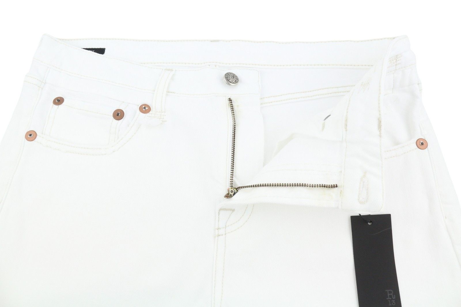 R13 BOY FLARE 31 Aerin White Stretch Zip Fly Denim Jeans 87162 Size 31" - 5 Thumbnail
