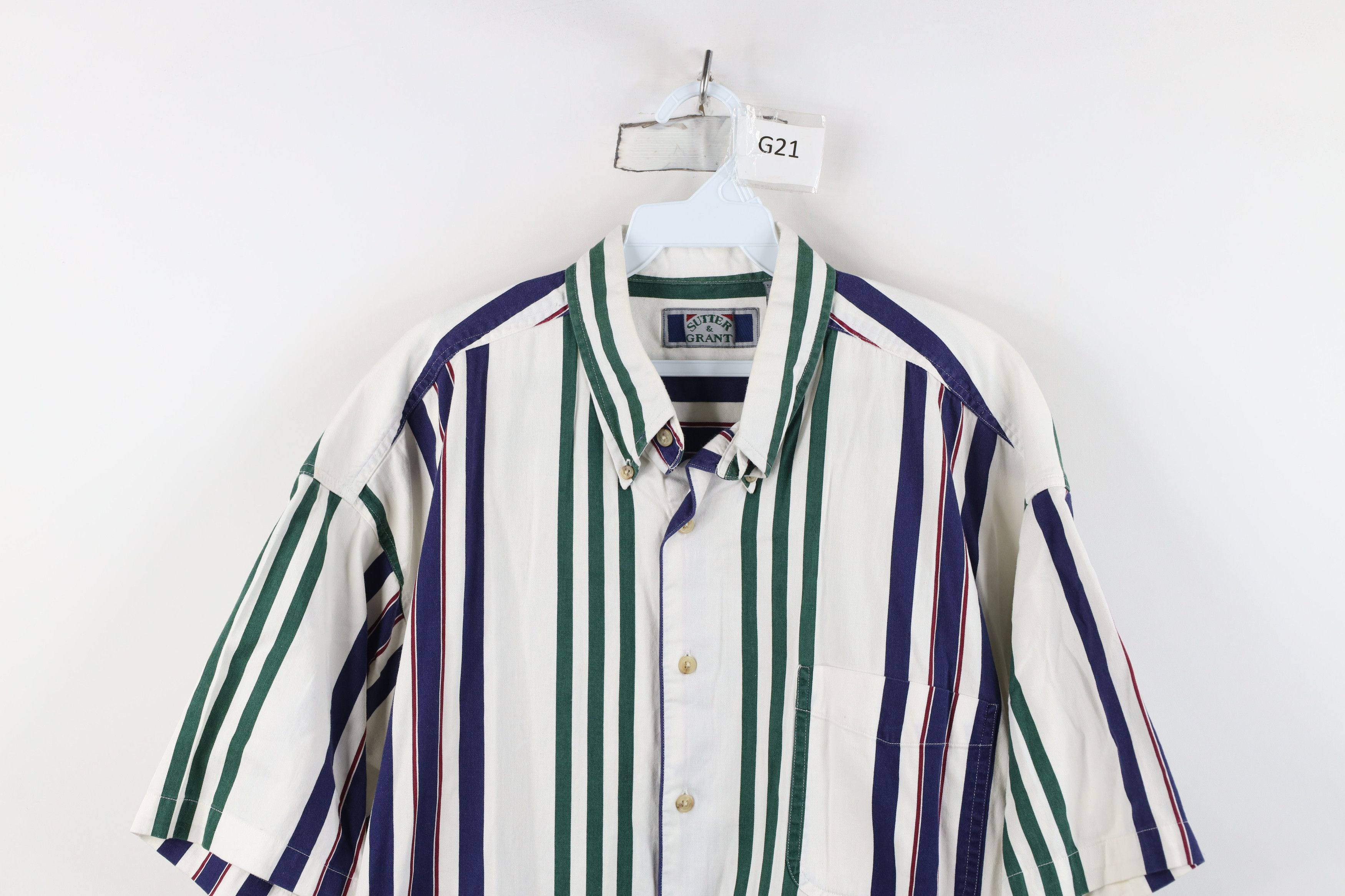 Vintage Vintage 90s Streetwear Block Short Sleeve Button Down Shirt Size US XL / EU 56 / 4 - 2 Thumbnail