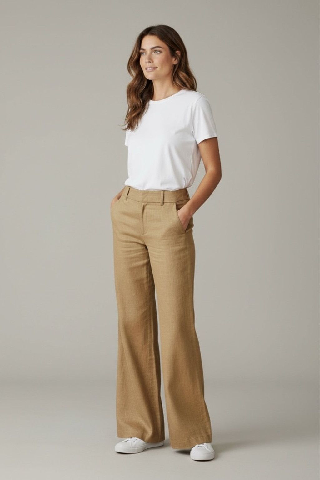 Alice + Olivia Alice + Olivia NWT Linen Sz 4 Low Rise Wide Flare Tan Pants Size 27" / US 4 / IT 40 - 1 Thumbnail