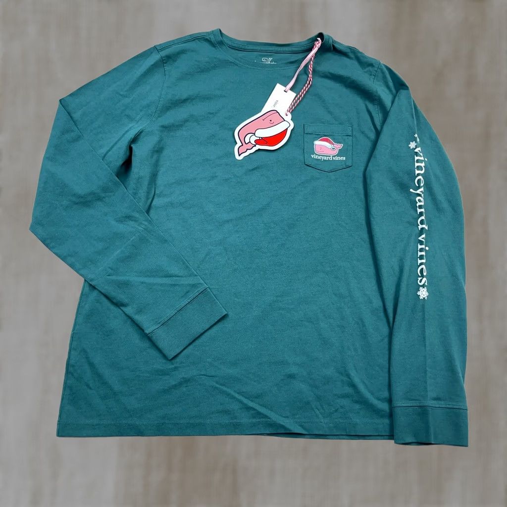 Vineyard Vines Vineyard Vines Shirt Men XL Green Long Sleeve Pocket Tee Christmas Whale Adult Size US XL / EU 56 / 4 - 1 Thumbnail