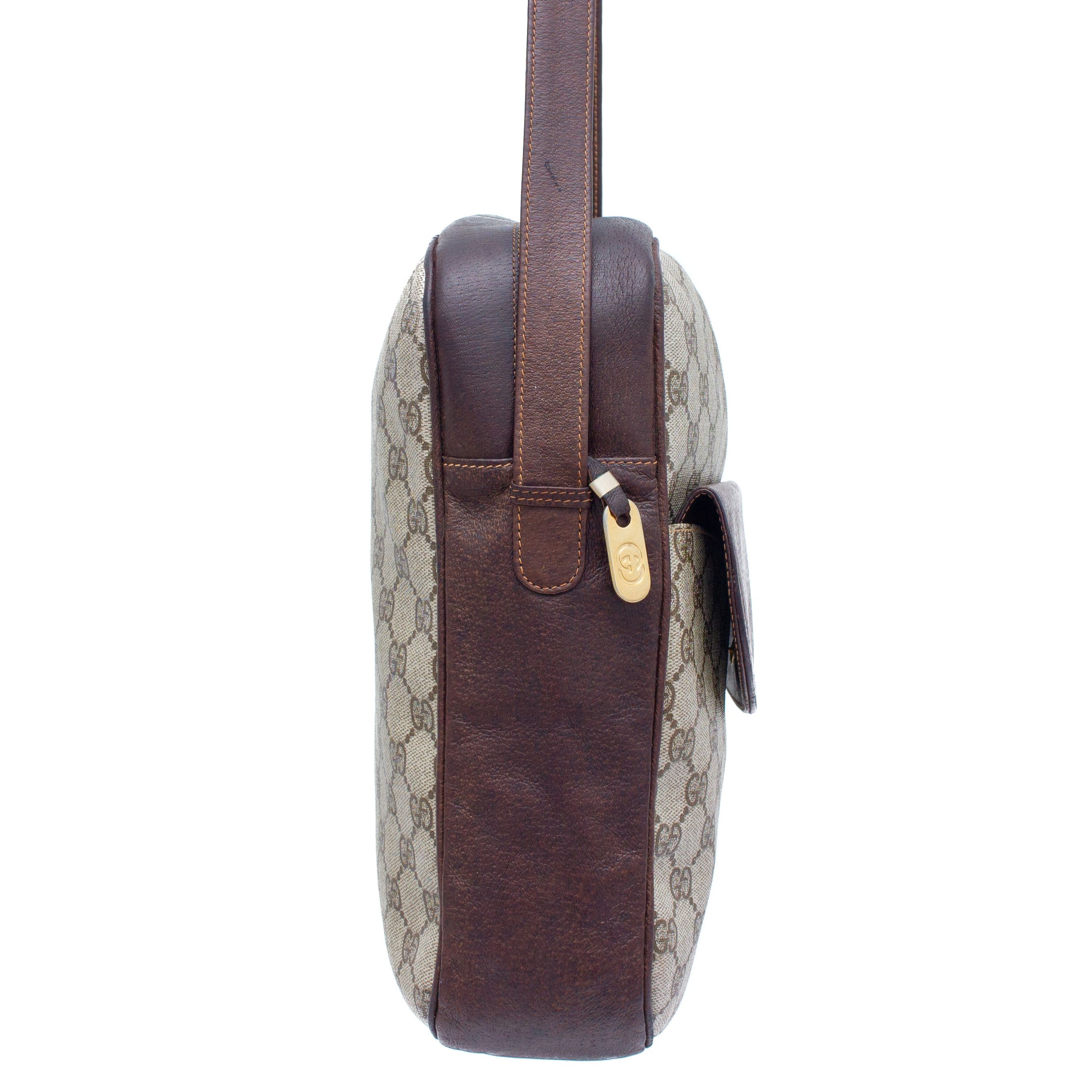 Gucci × Vintage VTG Gucci Brown GG Supreme Canvas and Leather Crossbody Bag Size ONE SIZE - 4 Thumbnail