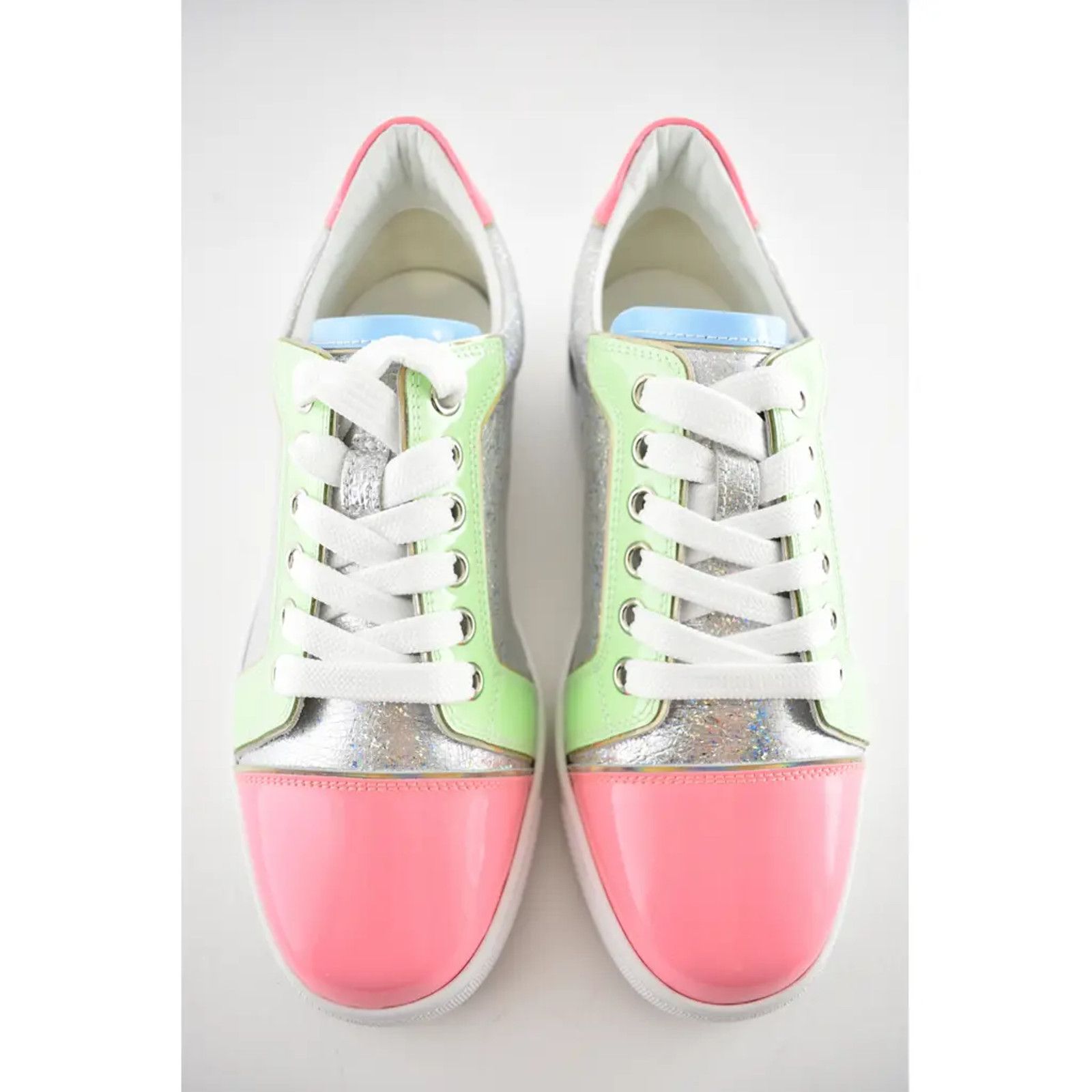 Christian Louboutin Christian Louboutin Pink Silver Blue Low Top Sneaker 38.5 Size US 8.5 / IT 38.5 - 7 Thumbnail