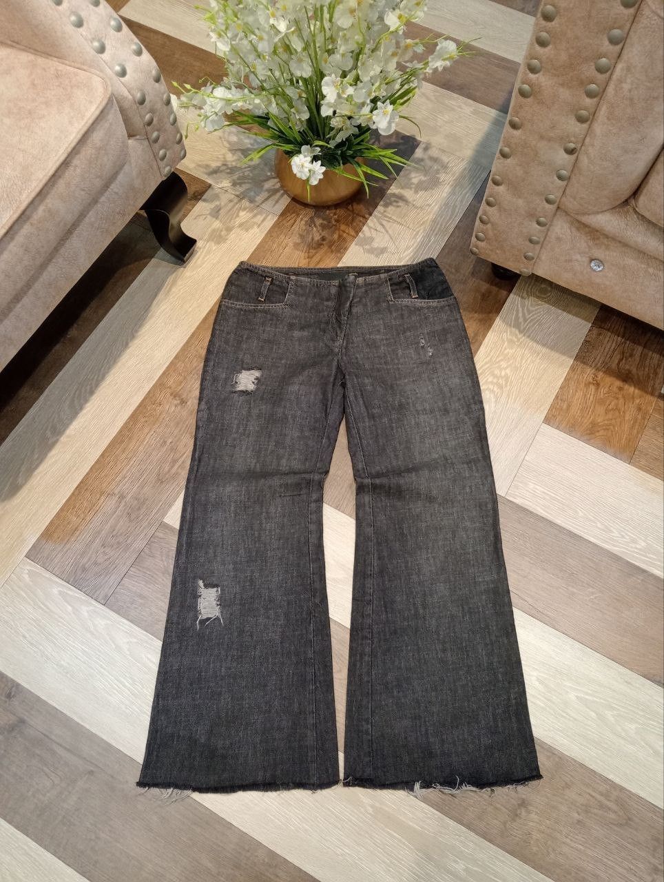 Roberto Cavalli JUST CAVALLI BLACK FLARED DENIM PANTS Size 27" / US 4 / IT 40 - 1 Thumbnail