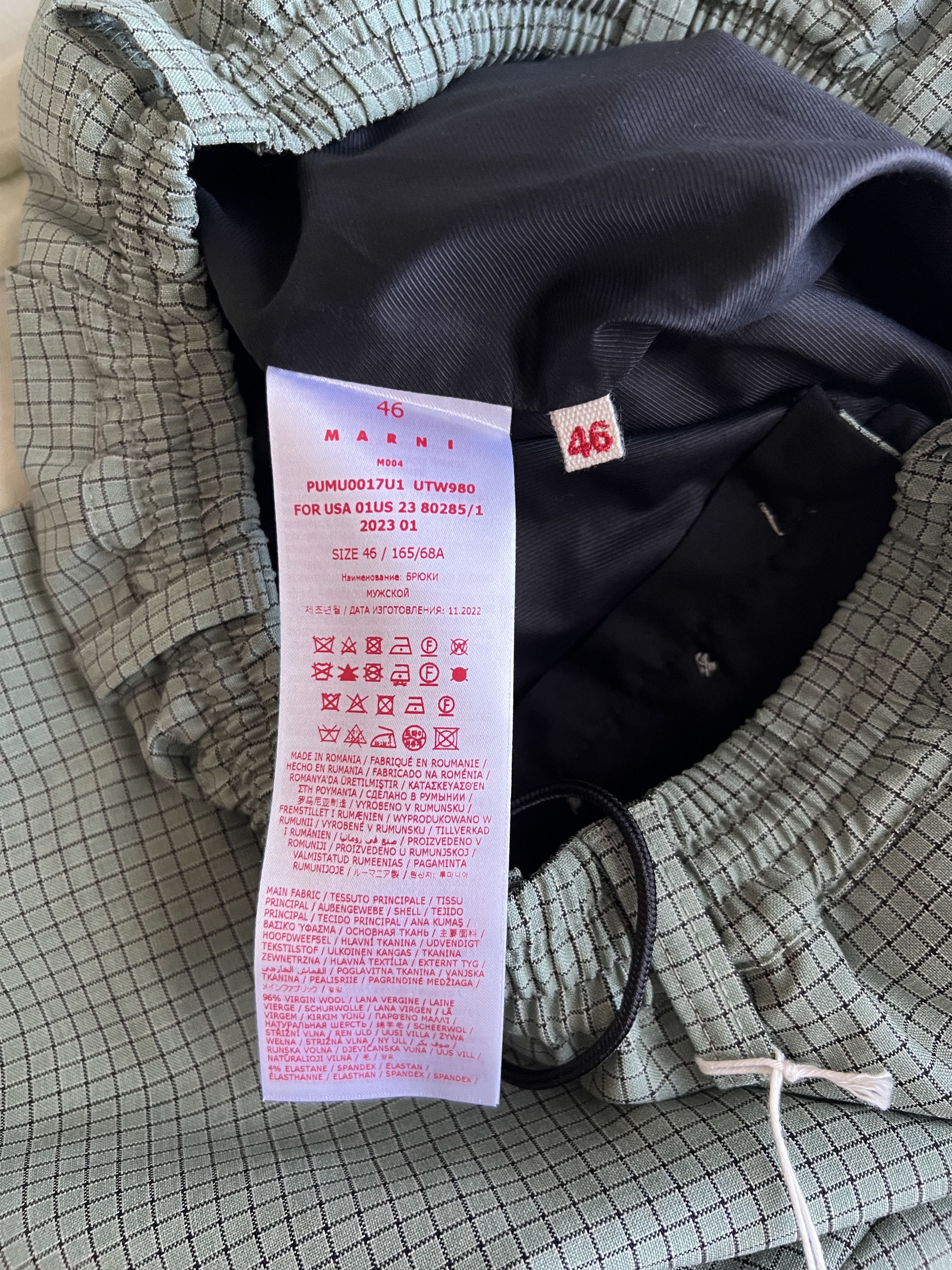 Marni Marni Stretch Wool Fresco Check Pants in Pale Mint Size US 30 / EU 46 - 8 Thumbnail
