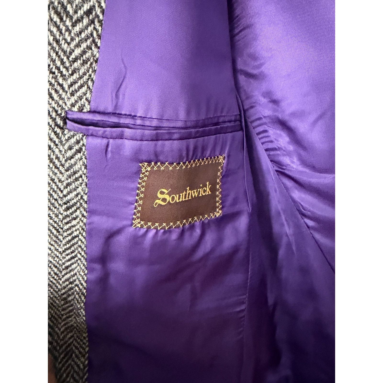 Southwick Mint Epaulet Southwick Sport Coat Grey, Harris Tweed Size 38R - 7 Thumbnail