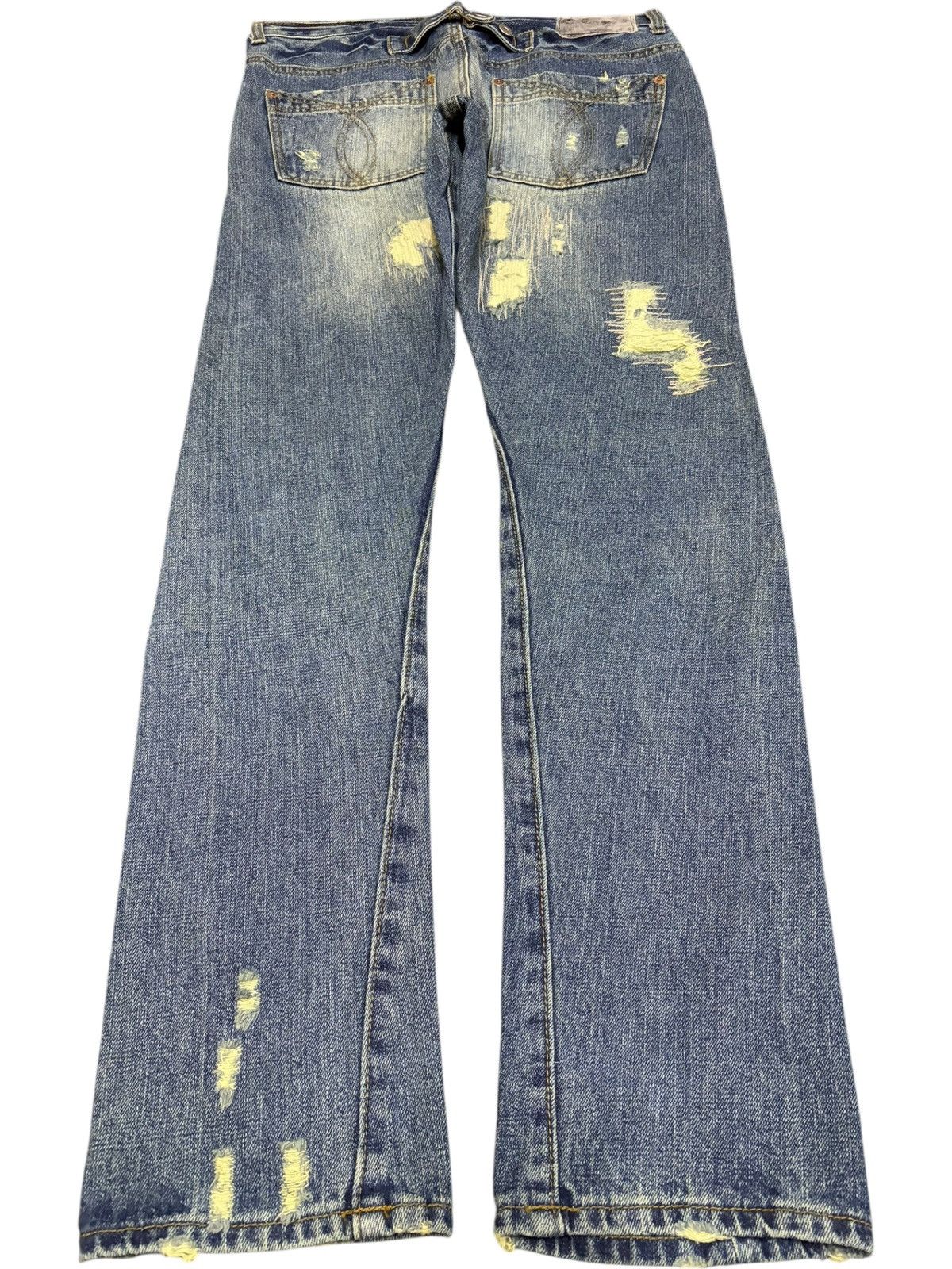 Kapital Vintage Japanese Brand Buckle Back Sashiko Distress Jeans Size 31" - 2 Thumbnail