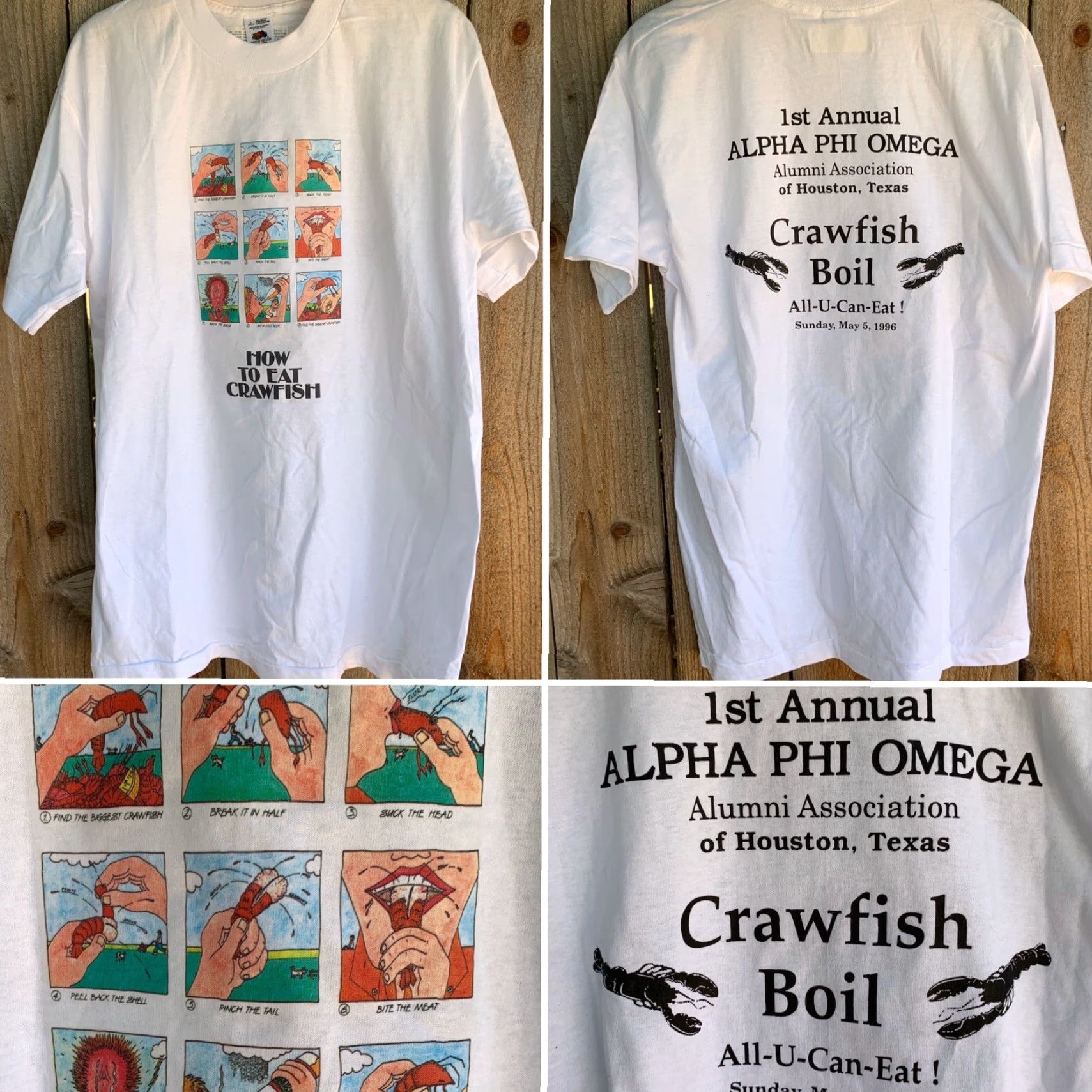 Fruit Of The Loom VINTAGE How To Eat Crawfish Alpha Phi Omega Alumni TX Crawfish Bowl 1996 T-Shirt Size US L / EU 52-54 / 3 - 4 Thumbnail