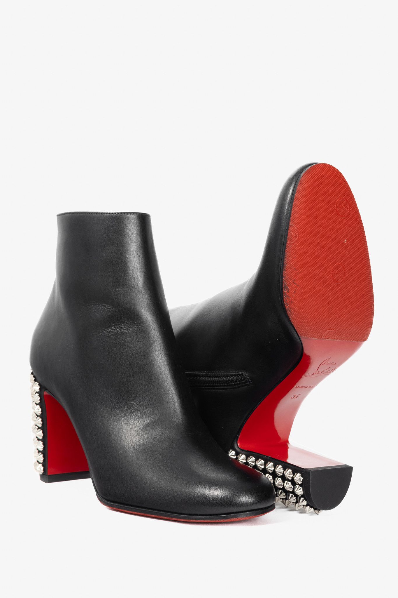 Christian Louboutin Christian Louboutin Suzi Folk 85 Leather Studded-Heel Boots Size US 4.5 / IT 34.5 - 4 Thumbnail