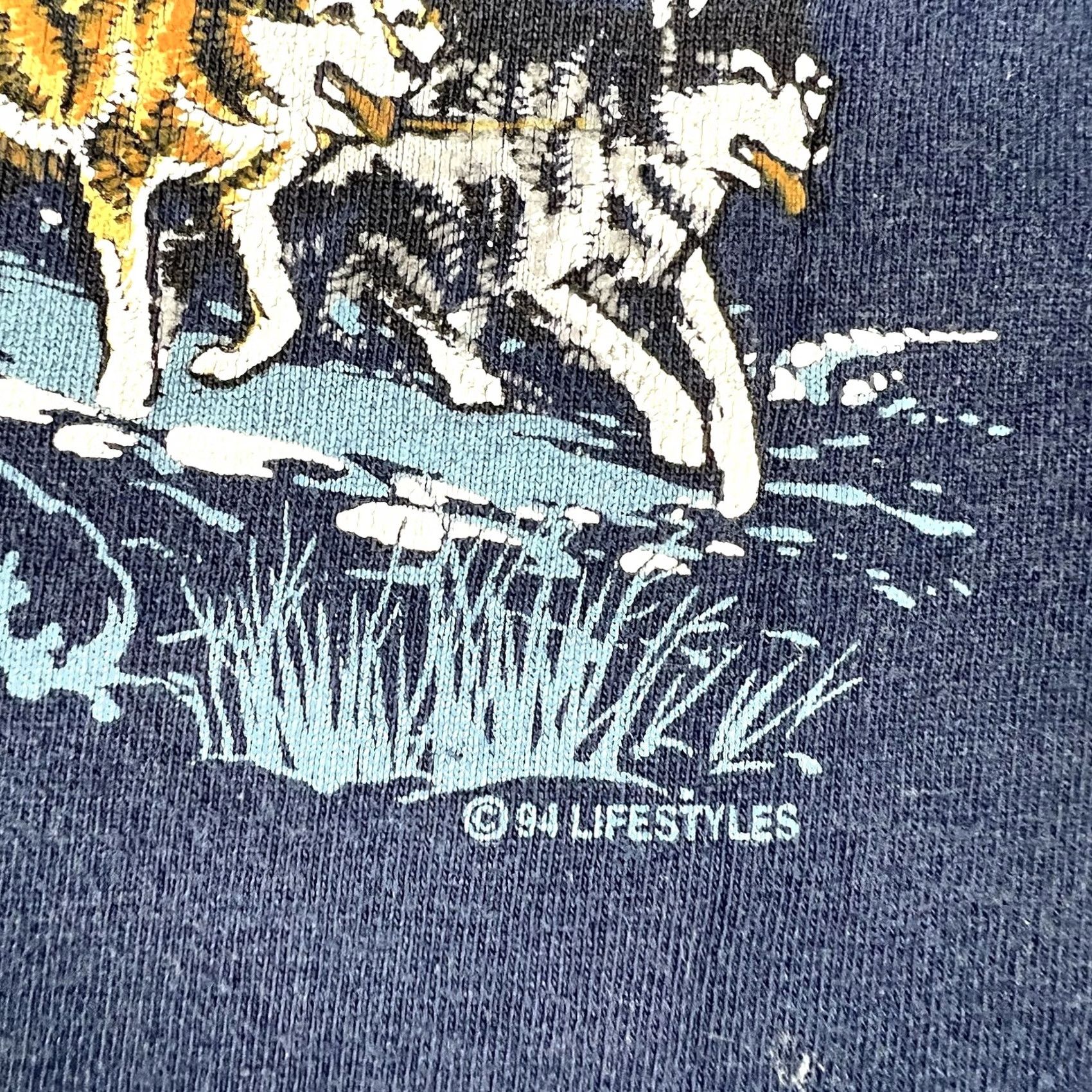Hanes VINTAGE Hanes 2XL Graphic Tee Shirt Husky Sledding Alaska 90s Winter Dogs Blue Mens/Womens Size US XXL / EU 58 / 5 - 4 Thumbnail