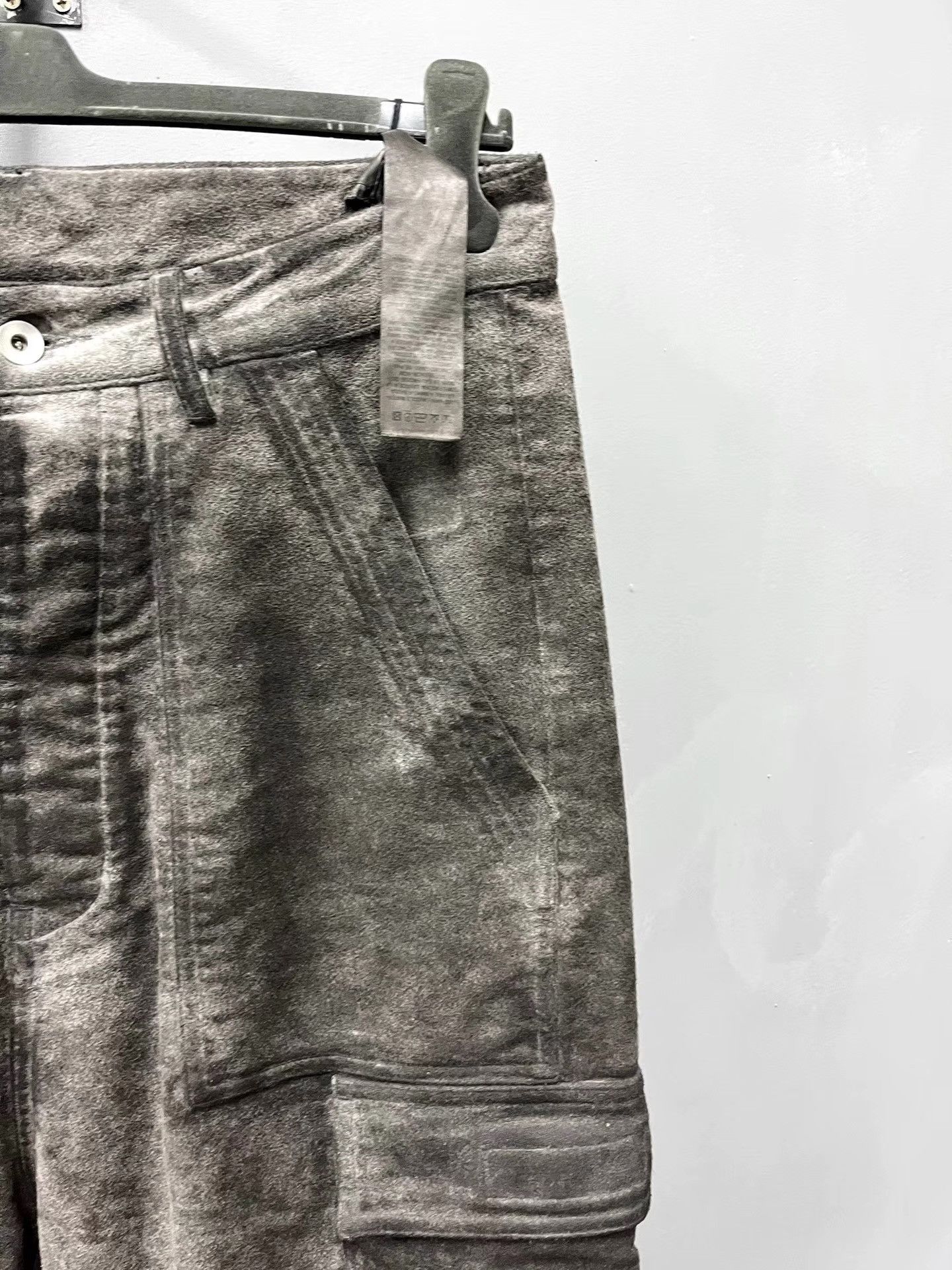 Rick Owens Rick Owens Dark Grey Washed Fleece Cargo Pants K34 Size US 31 - 3 Thumbnail