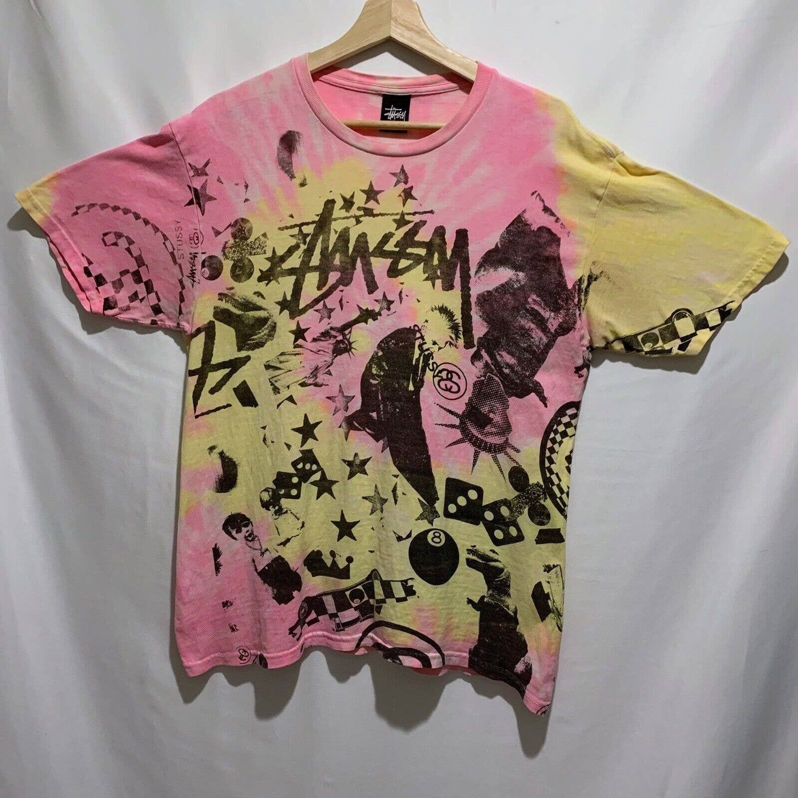image of Stussy All Over Print T Shirt Medium Tie Dye, Men's