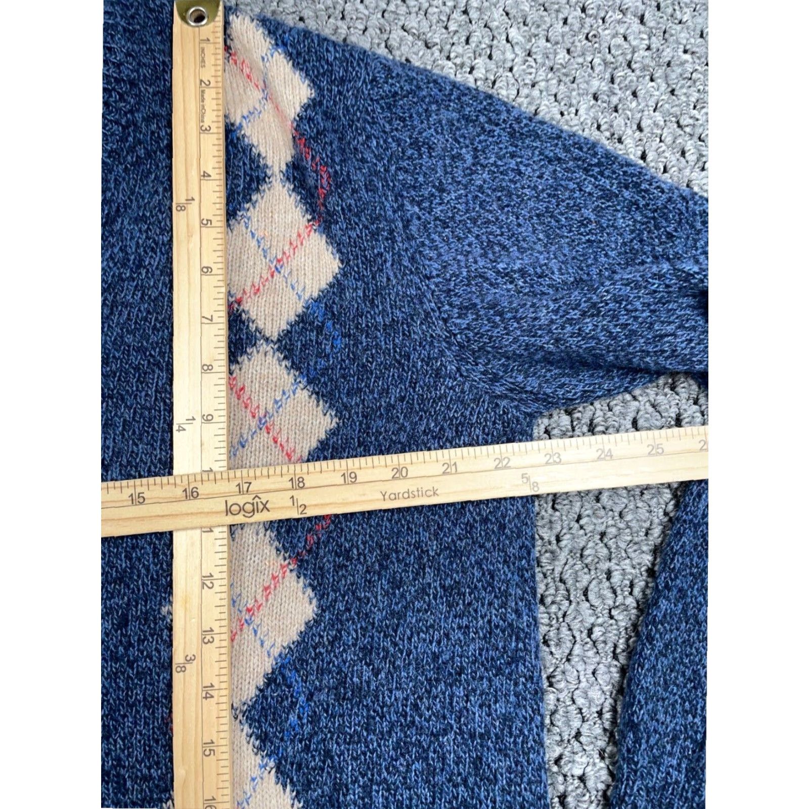 Vintage VINTAGE Argyle Pattern Wool Blend Sweater Mens Adult Large Blue Lightweight Preppy 90s Size US L / EU 52-54 / 3 - 6 Thumbnail