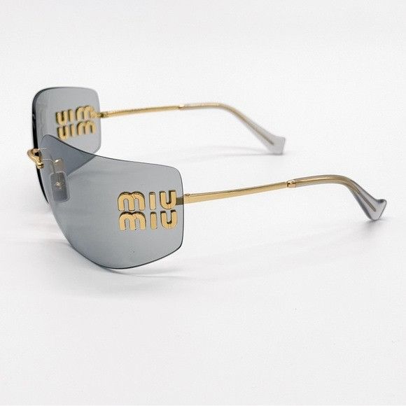 Miu Miu NEW SMU 54Y 5AK30B MIU MIU GOLD GREY WOMEN SUNGLASSES MU54YS Size ONE SIZE - 6 Thumbnail