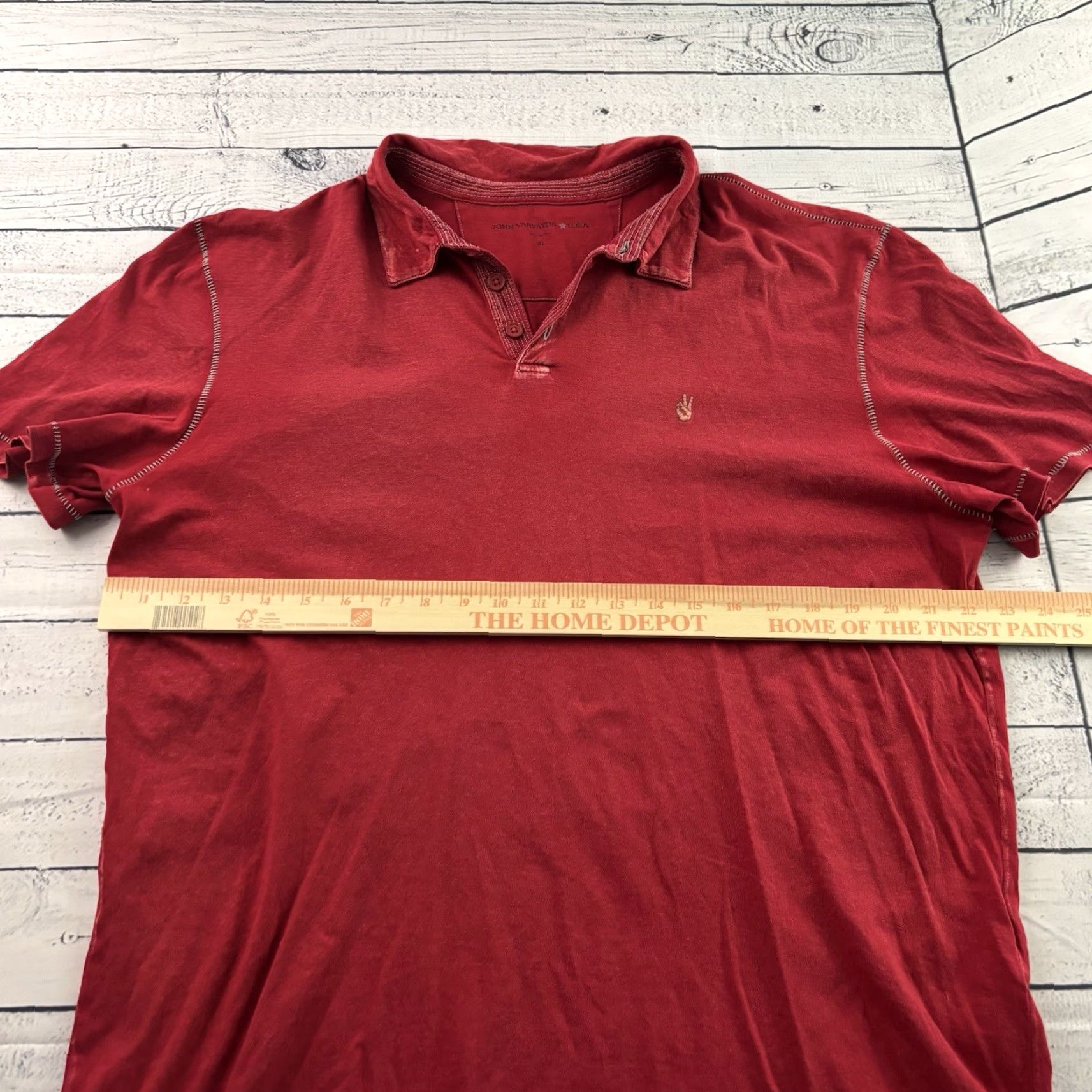 John Varvatos John Varvatos Short Sleeve Button Front Polo Shirt Men's XL Red Size US XL / EU 56 / 4 - 5 Thumbnail