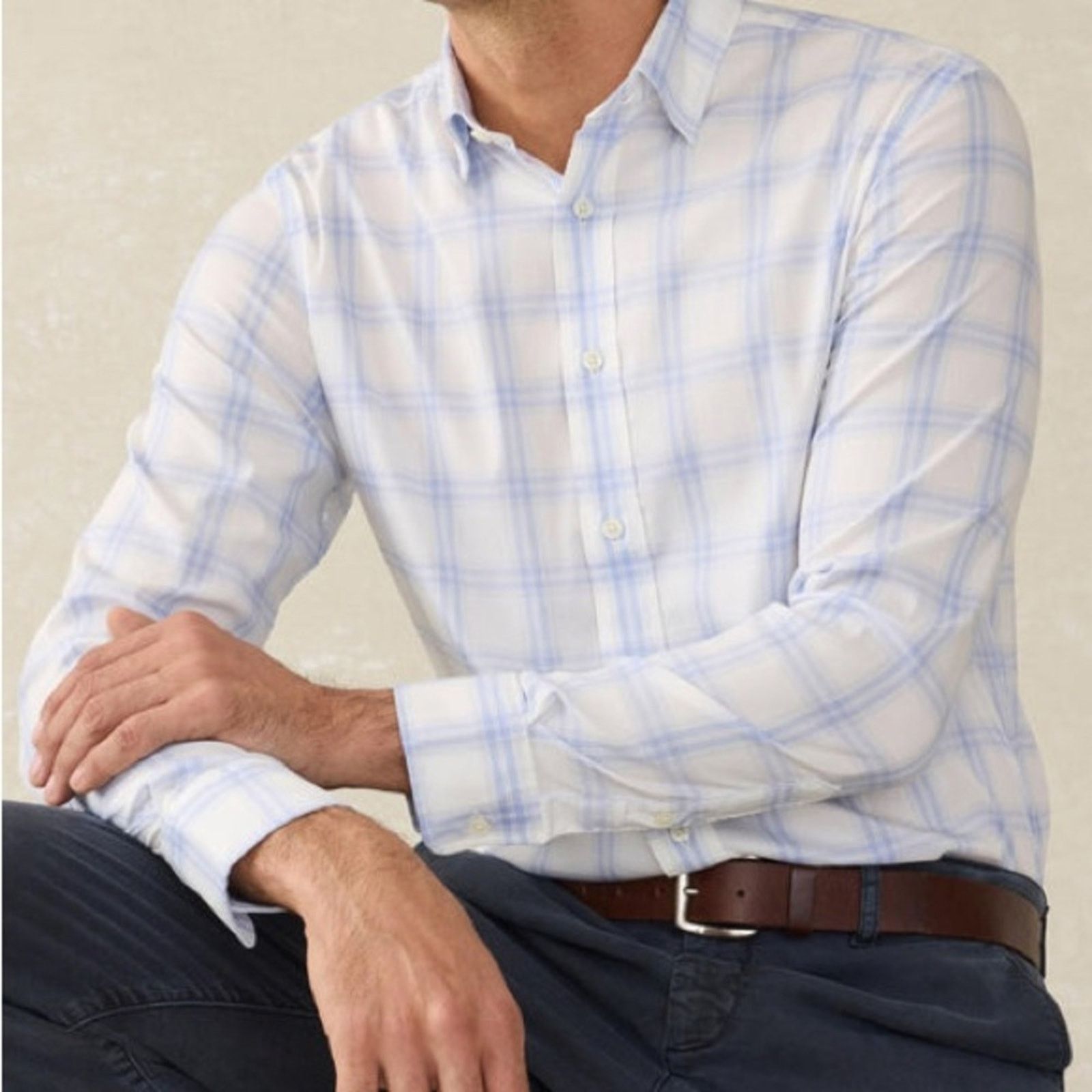 Faherty FAHERTY $158 Movement Shirt - Iris River Plaid. XXL EUC Size US XXL / EU 58 / 5 - 4 Thumbnail