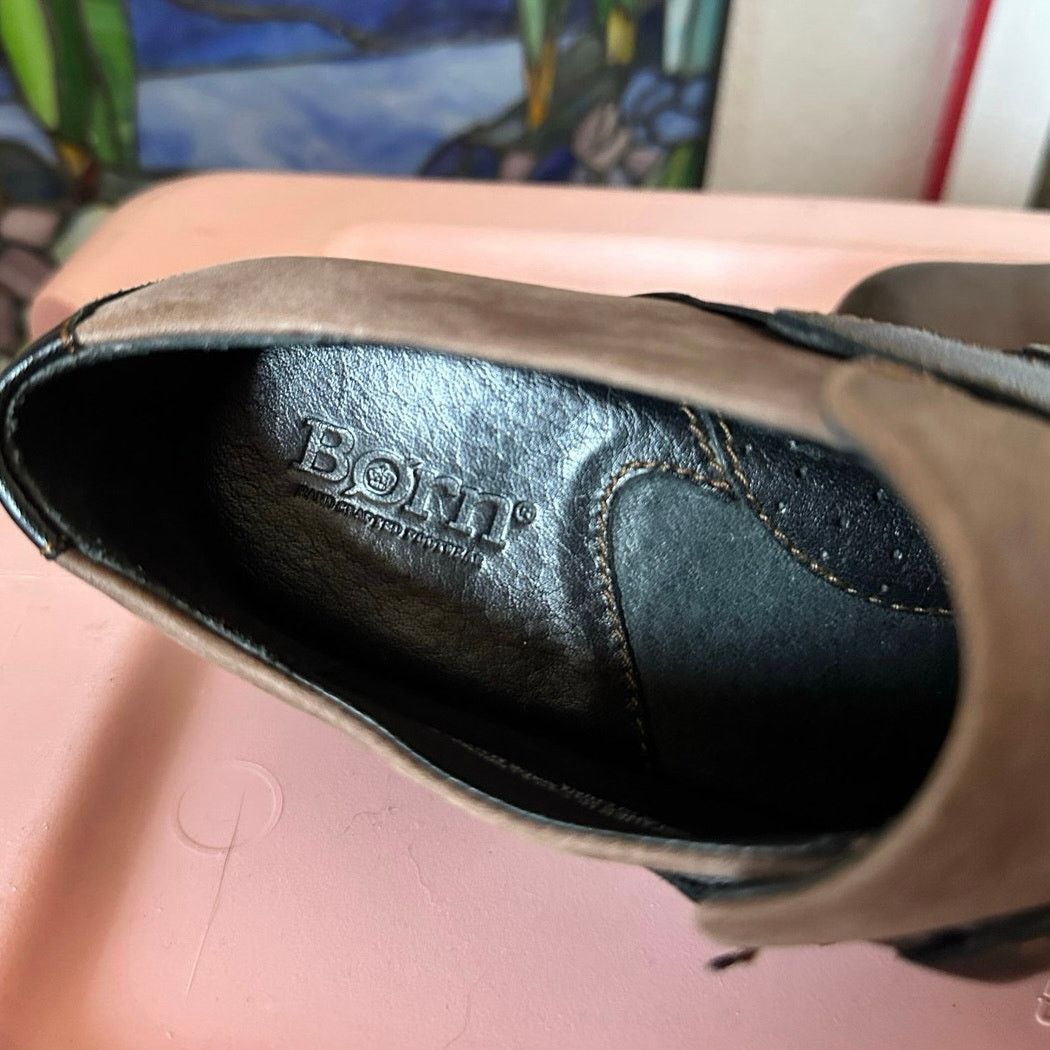 Born born brown and black chunky slip on heels shoes Size US 7.5 / IT 37.5 - 4 Thumbnail